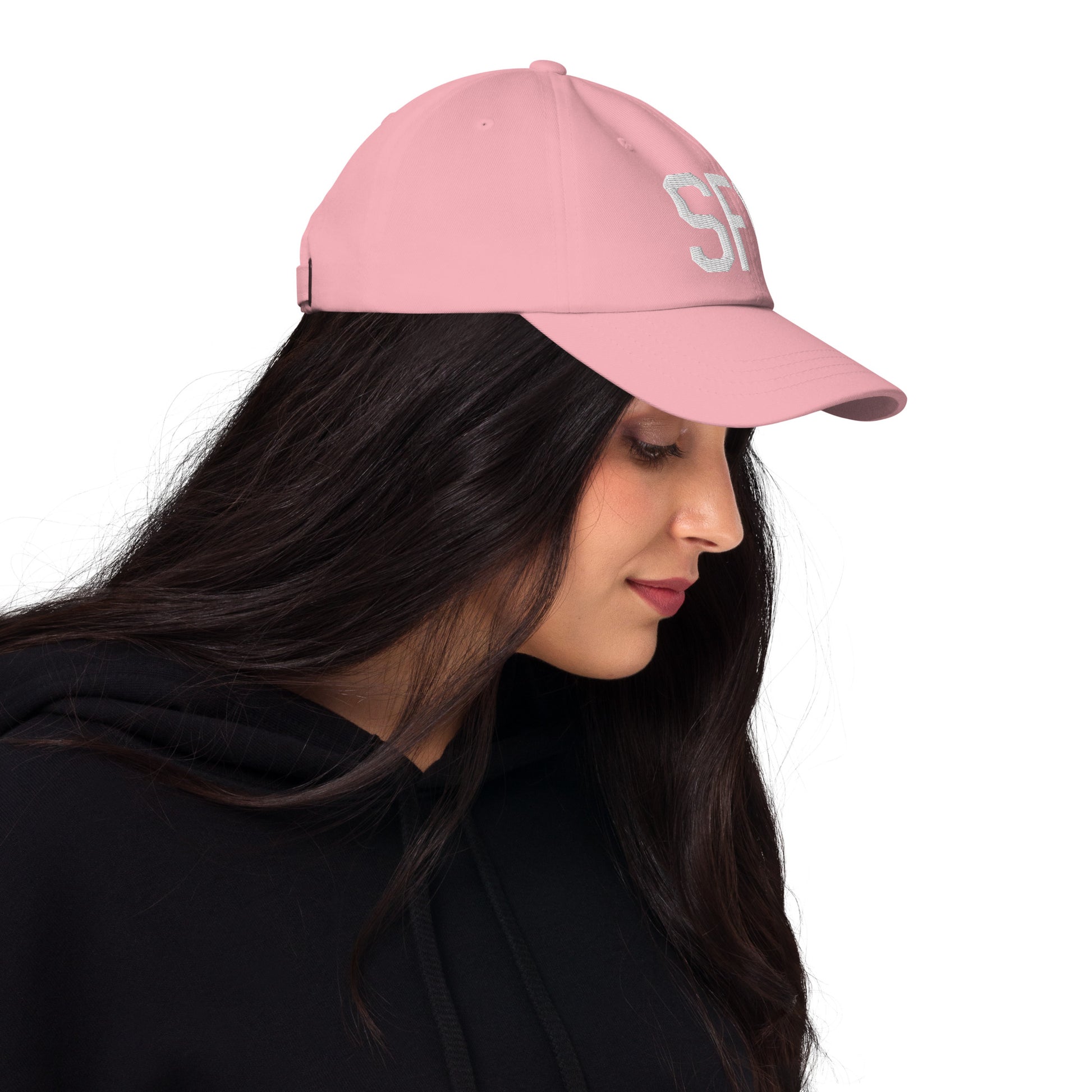 Airport Code Baseball Cap - White • SFO San Francisco • YHM Designs - Image 11