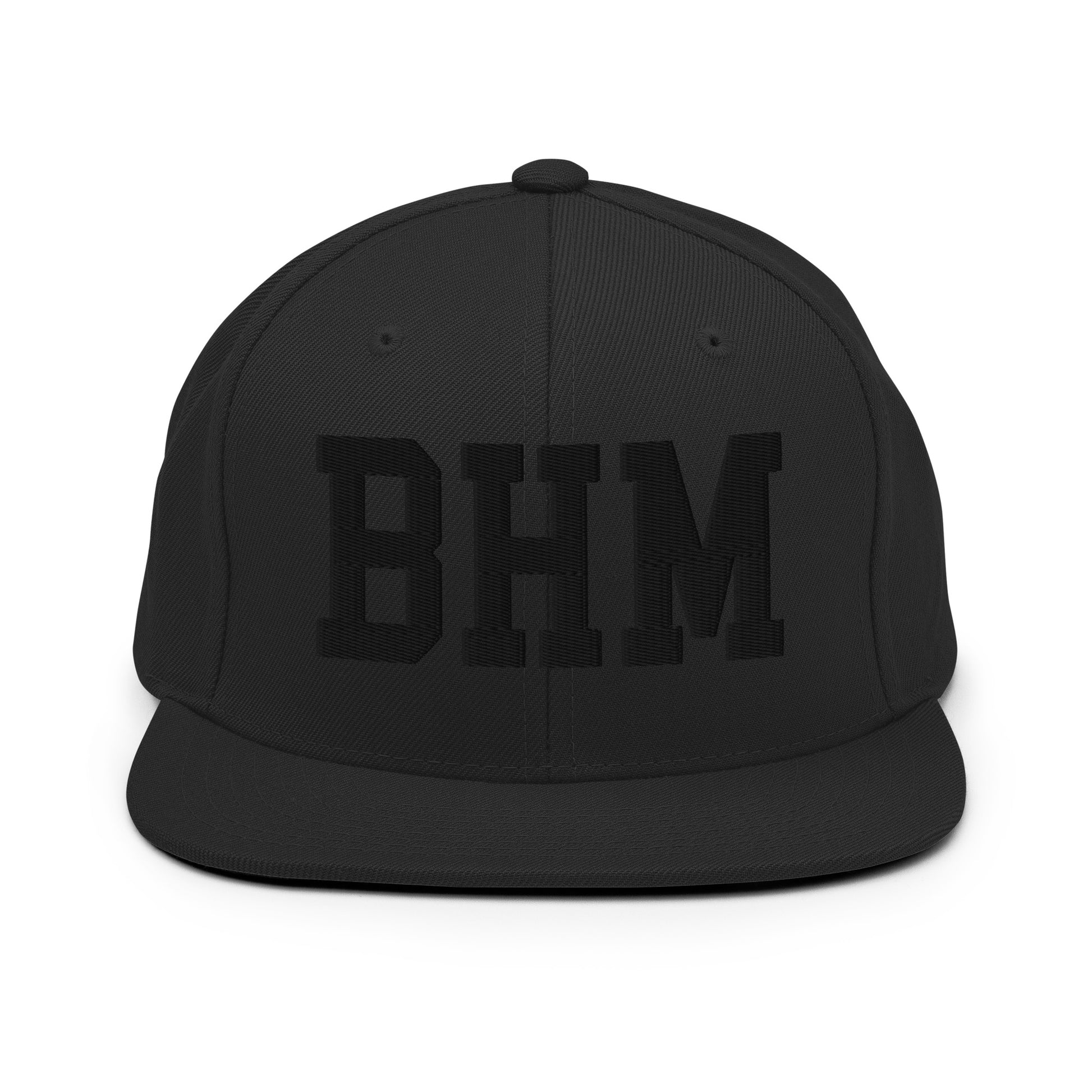 College-Style Classic Snapback Hat • Black • BHM Birmingham Souvenir • YHM Designs - Image 07