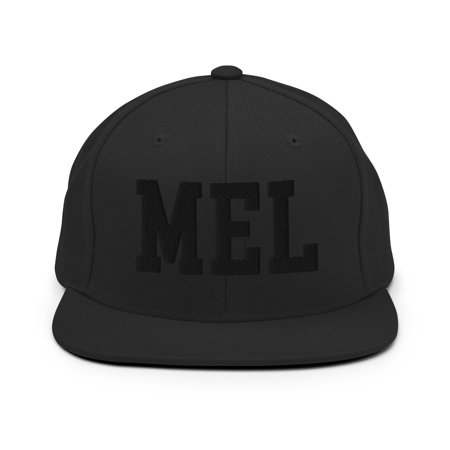 College-Style Classic Snapback Hat • Black • MEL Melbourne Souvenir • YHM Designs - Image 07