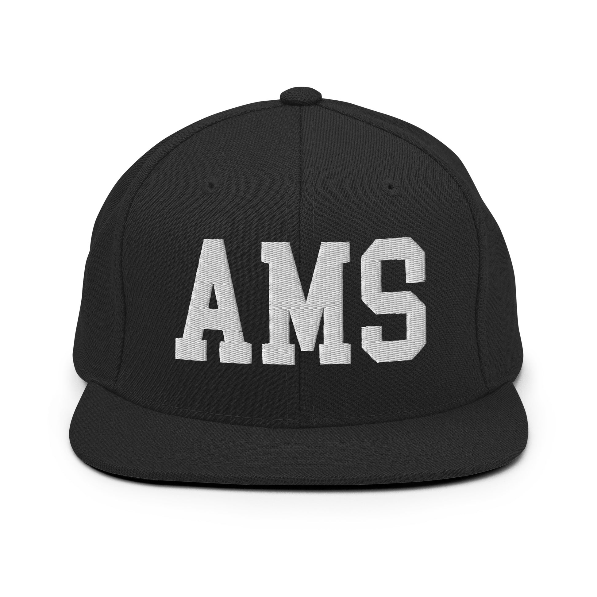 College-Style Classic Snapback Hat • White • AMS Amsterdam • YHM Designs - Image 07