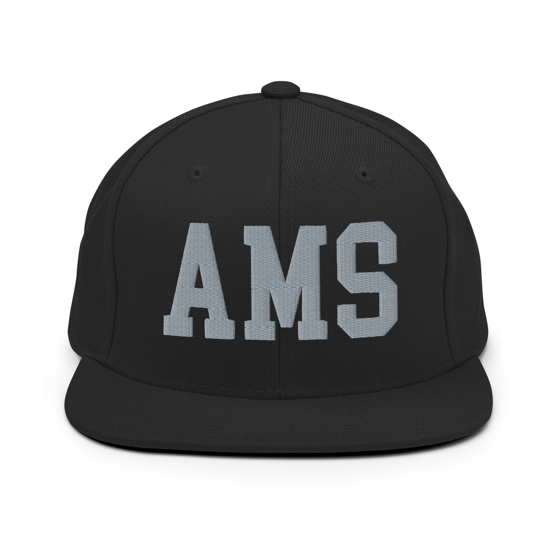 College-Style Classic Snapback Hat • Grey • AMS Amsterdam • YHM Designs - Image 07