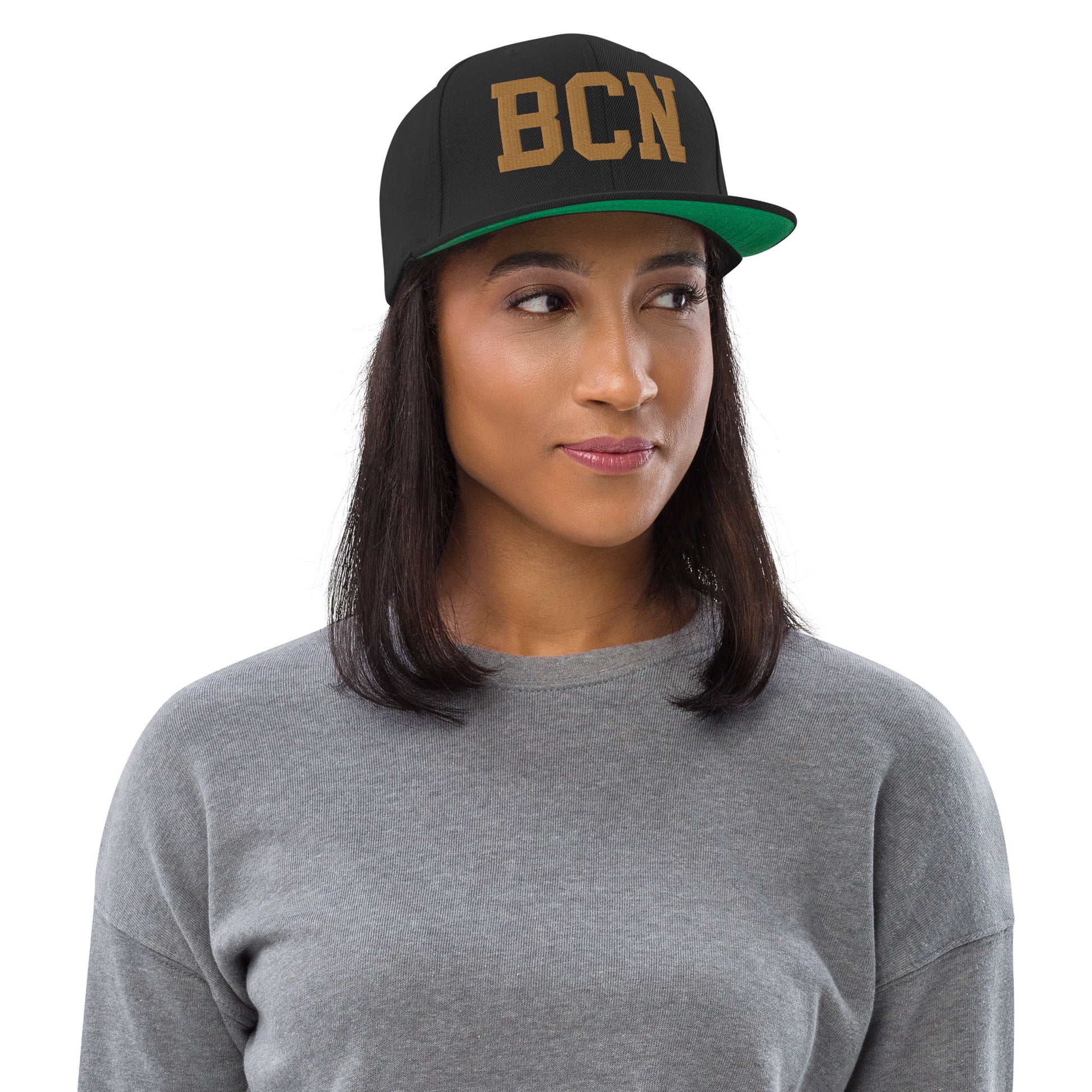 College-Style Classic Snapback Hat • Old Gold • BCN Barcelona Souvenir • YHM Designs - Image 04