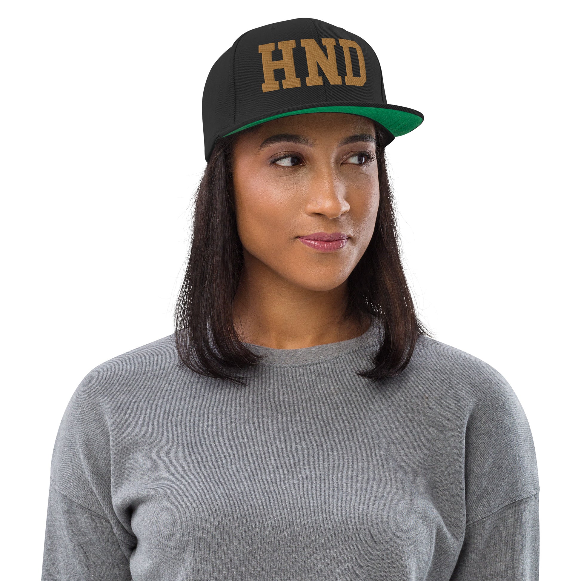 College-Style Classic Snapback Hat • Old Gold • HND Tokyo Souvenir • YHM Designs - Image 04