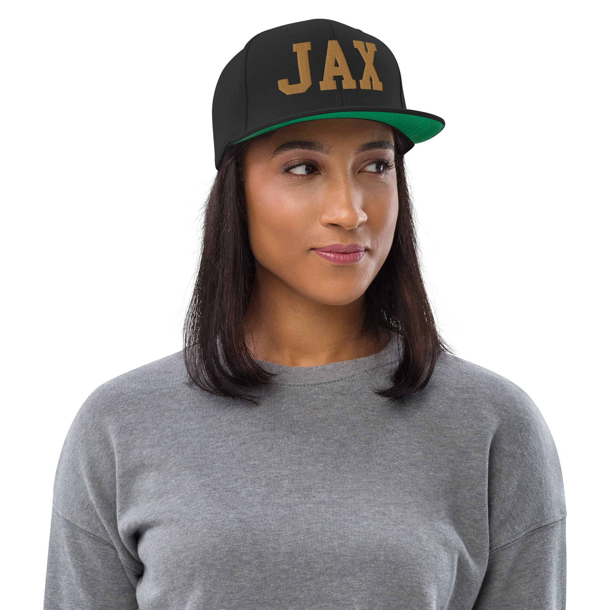 College-Style Classic Snapback Hat • Old Gold • JAX Jacksonville Souvenir • YHM Designs - Image 04