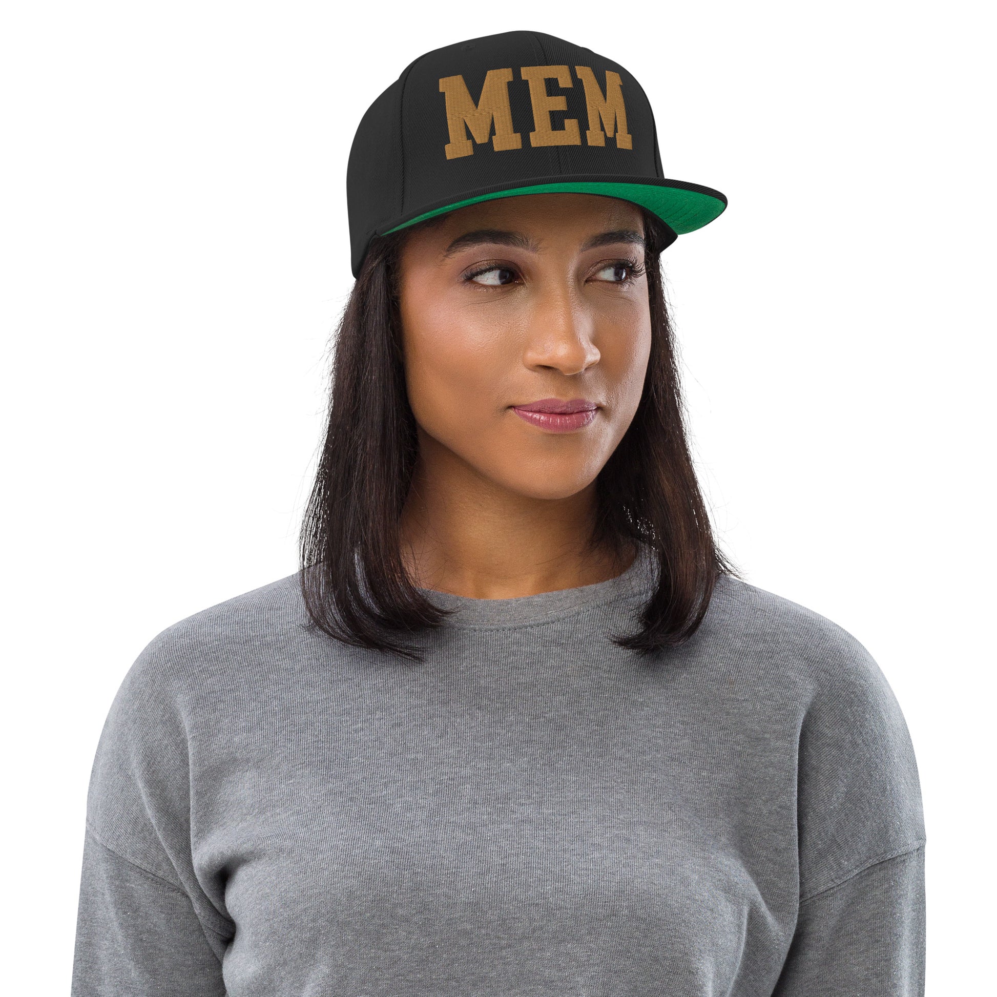 College-Style Classic Snapback Hat • Old Gold • MEM Memphis • YHM Designs - Image 04