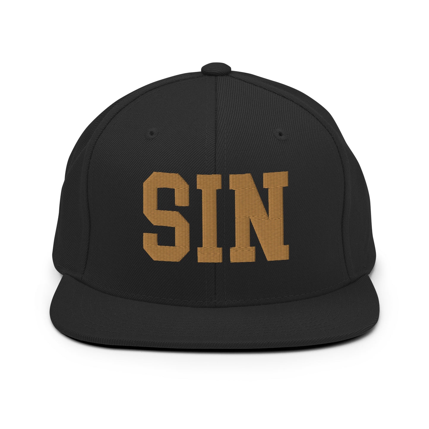 College-Style Classic Snapback Hat • Old Gold • SIN Singapore Souvenir • YHM Designs - Image 07