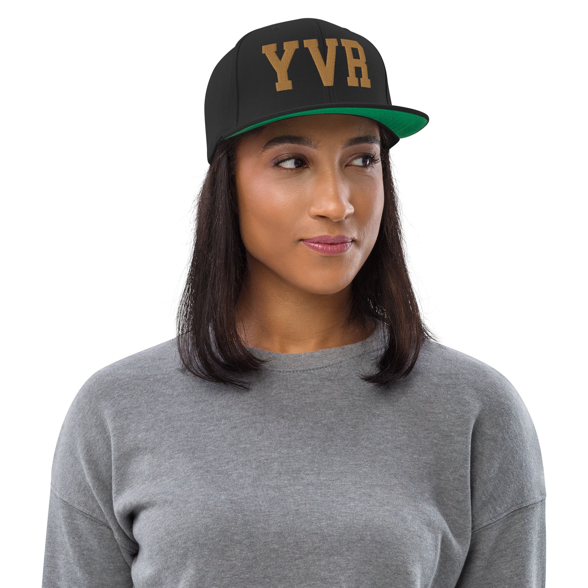 College-Style Classic Snapback Hat • Old Gold • YVR Vancouver • YHM Designs - Image 04