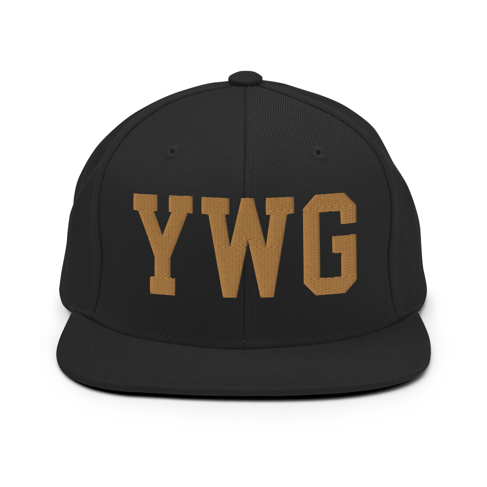 College-Style Classic Snapback Hat • Old Gold • YWG Winnipeg Souvenir • YHM Designs - Image 07