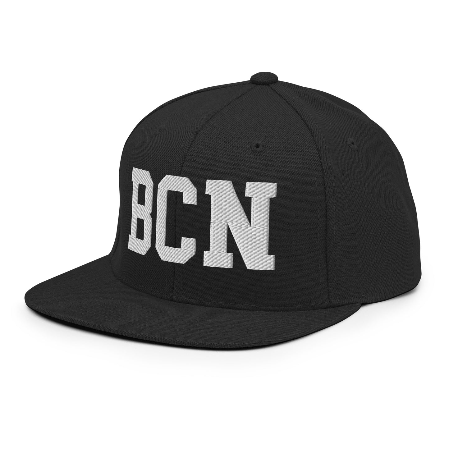 College-Style Classic Snapback Hat • White • BCN Barcelona Souvenir • YHM Designs - Image 09