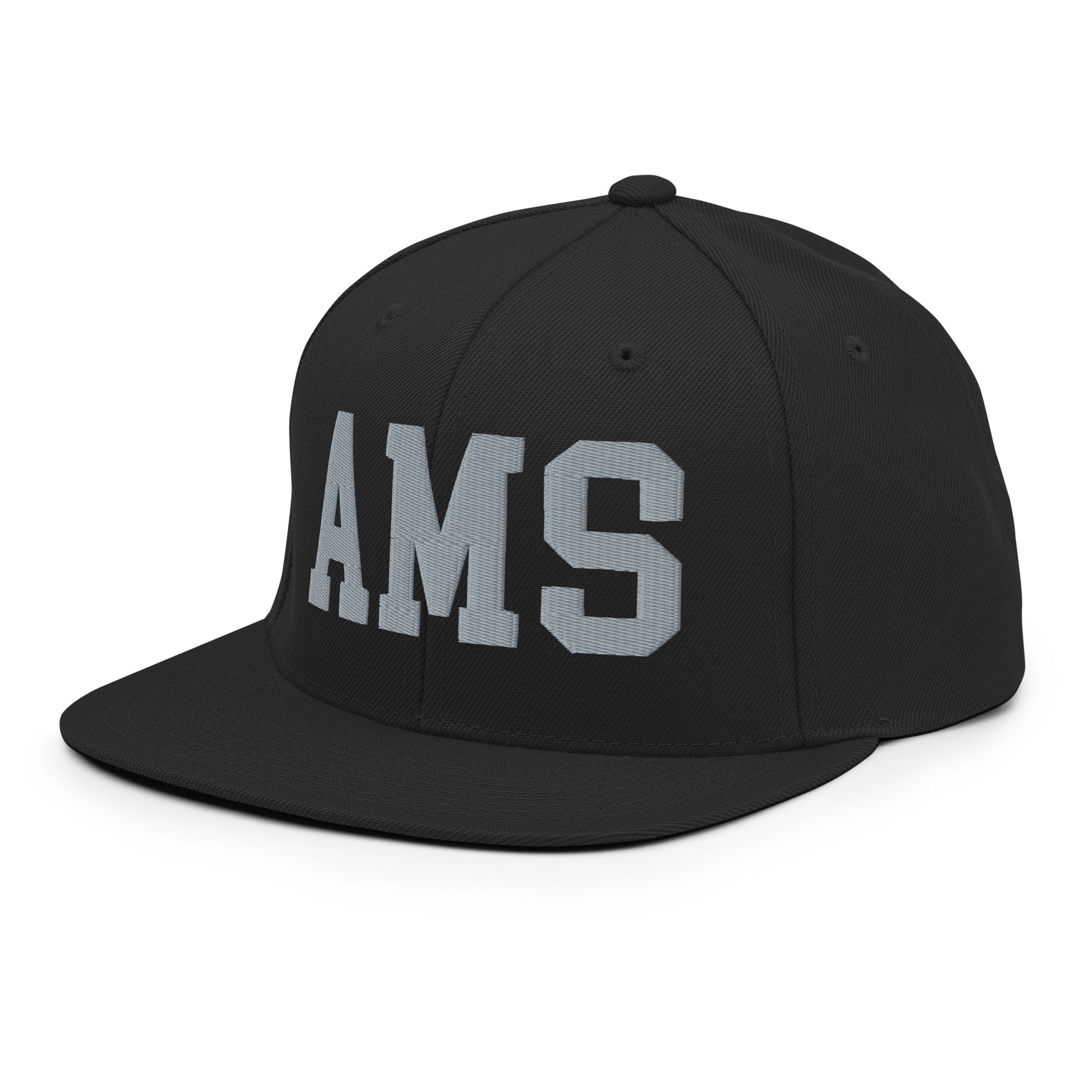 College-Style Classic Snapback Hat • Grey • AMS Amsterdam • YHM Designs - Image 09