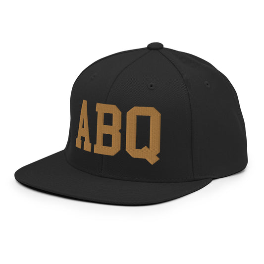 College-Style Classic Snapback Hat • Old Gold • ABQ Albuquerque • YHM Designs - Image 01