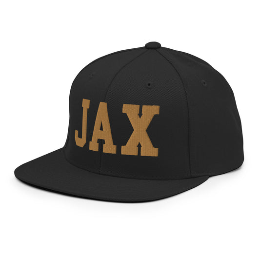 College-Style Classic Snapback Hat • Old Gold • JAX Jacksonville Souvenir • YHM Designs - Image 01