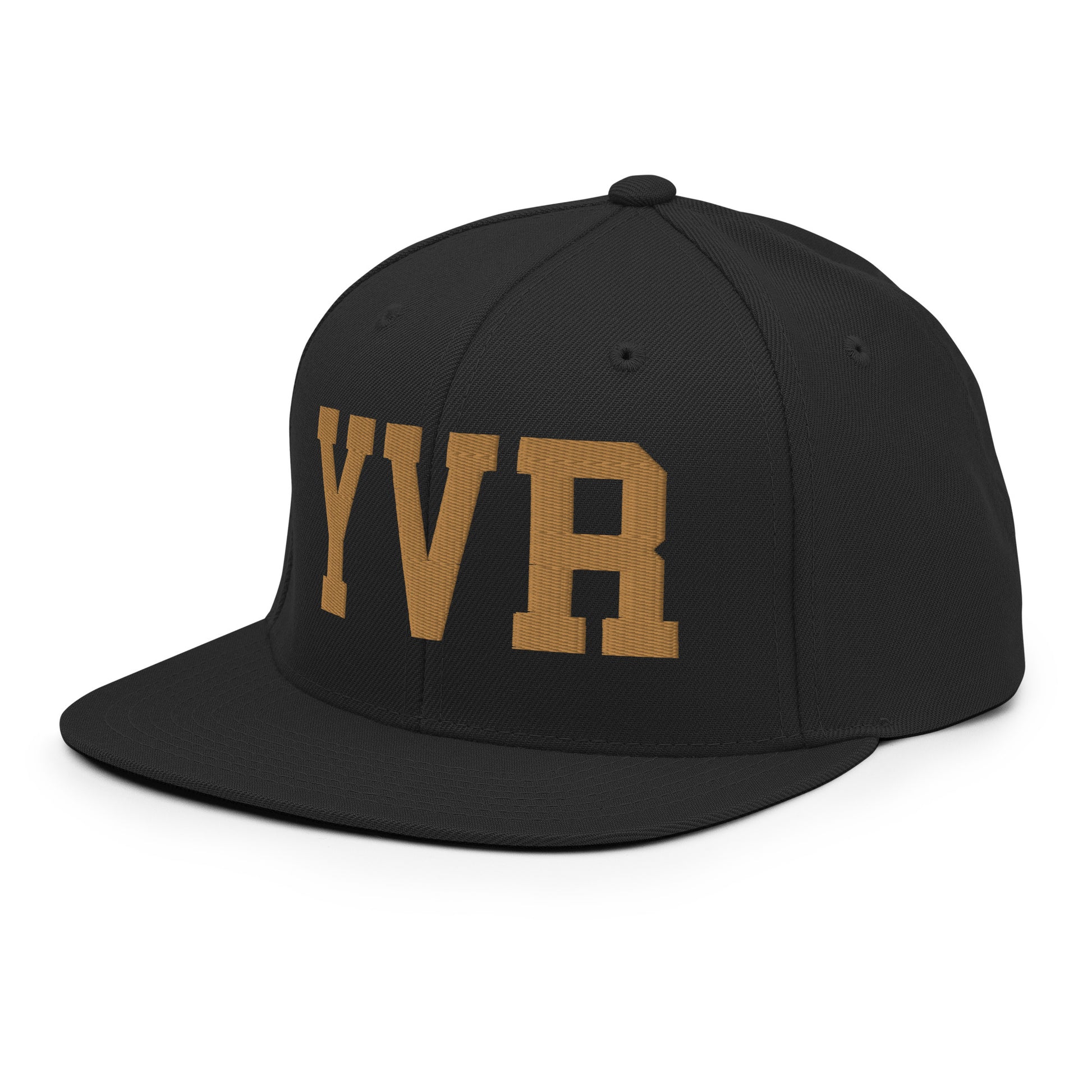 College-Style Classic Snapback Hat • Old Gold • YVR Vancouver • YHM Designs - Image 01