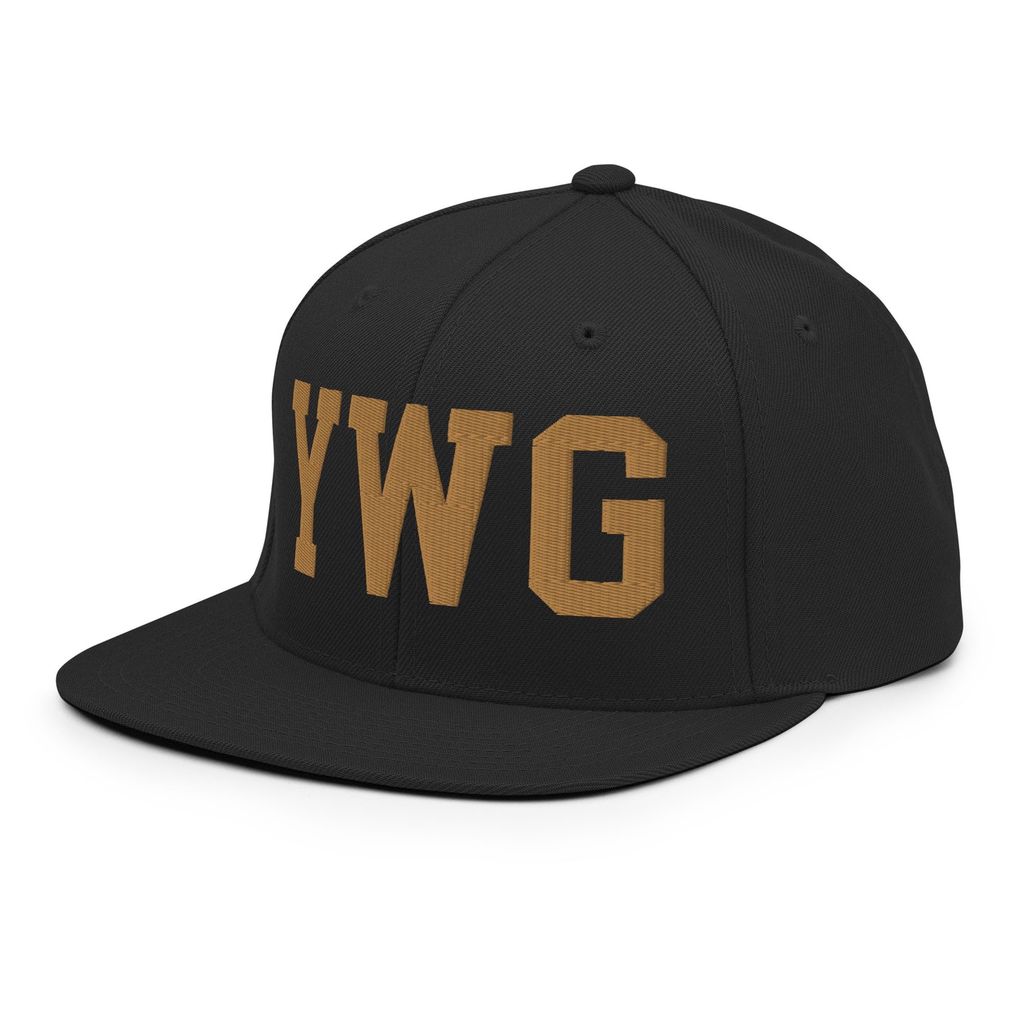 College-Style Classic Snapback Hat • Old Gold • YWG Winnipeg Souvenir • YHM Designs - Image 01