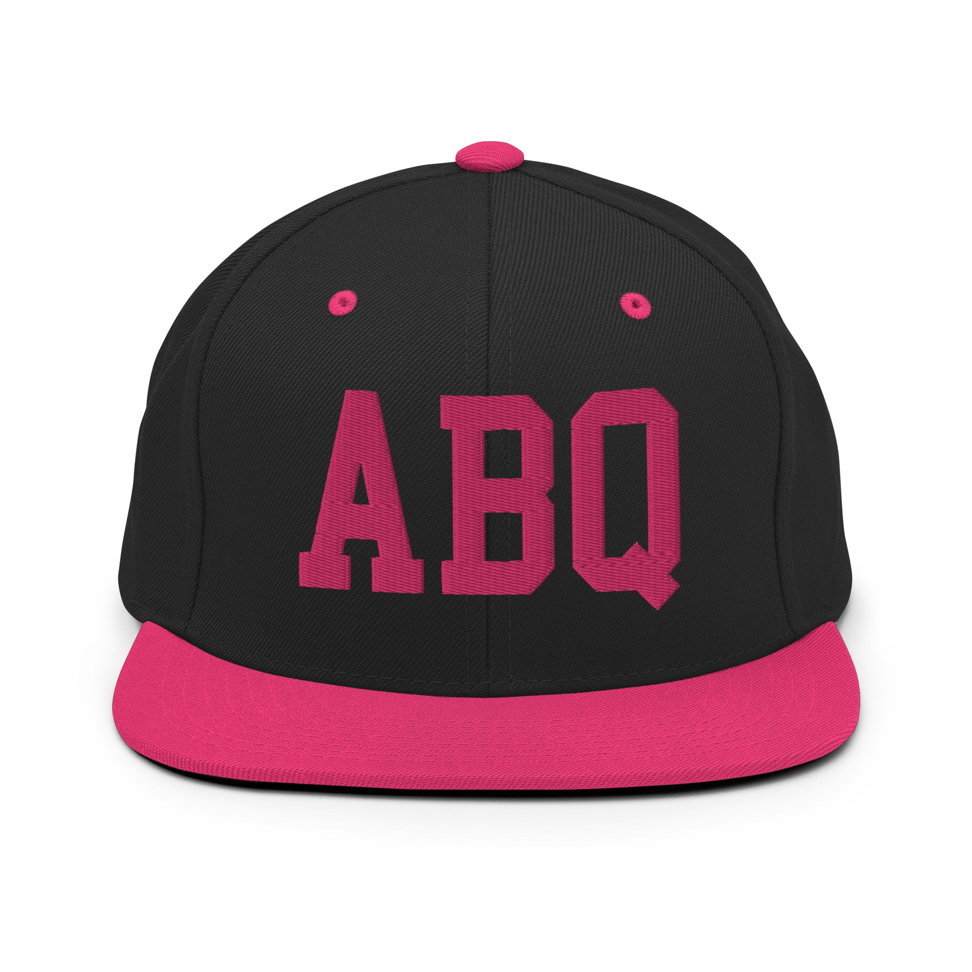 College-Style Classic Snapback Hat • Pink Embroidery • ABQ Albuquerque Souvenir • YHM Designs - Image 07