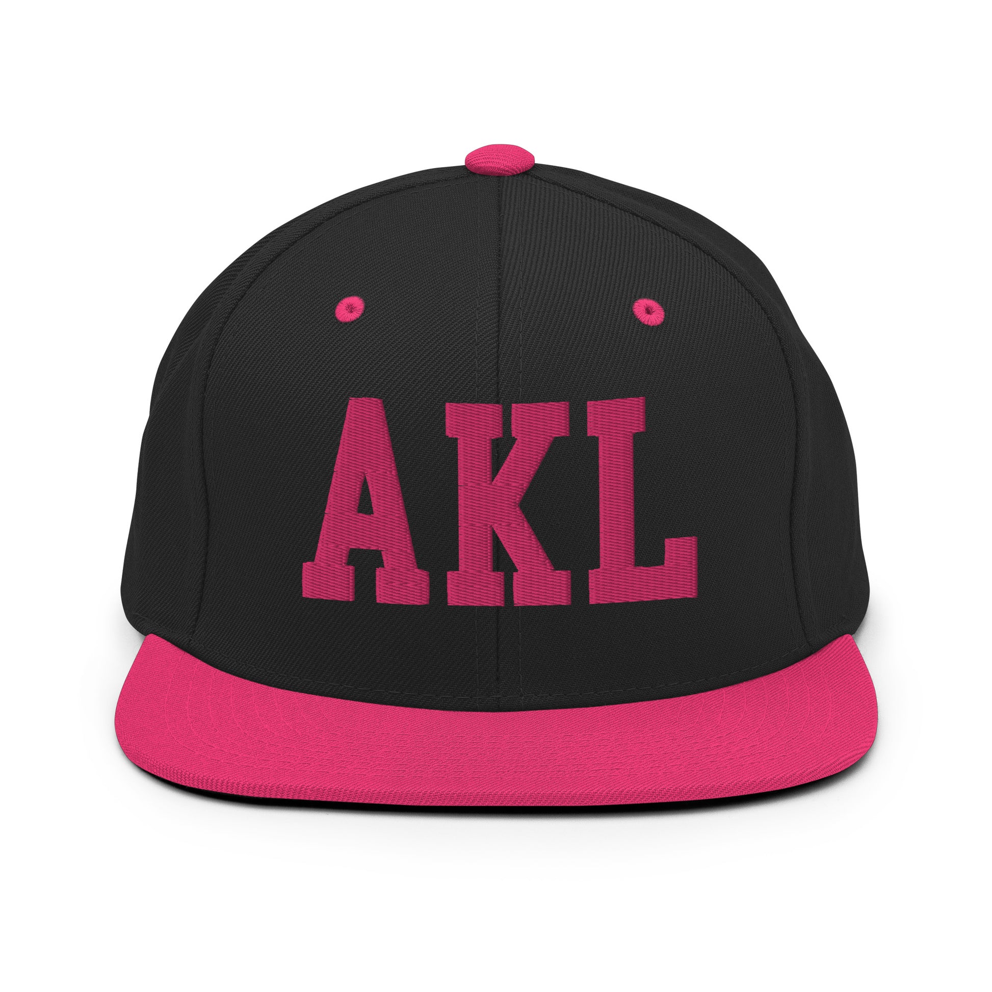 College-Style Classic Snapback Hat • Pink Embroidery • AKL Auckland Souvenir • YHM Designs - Image 07