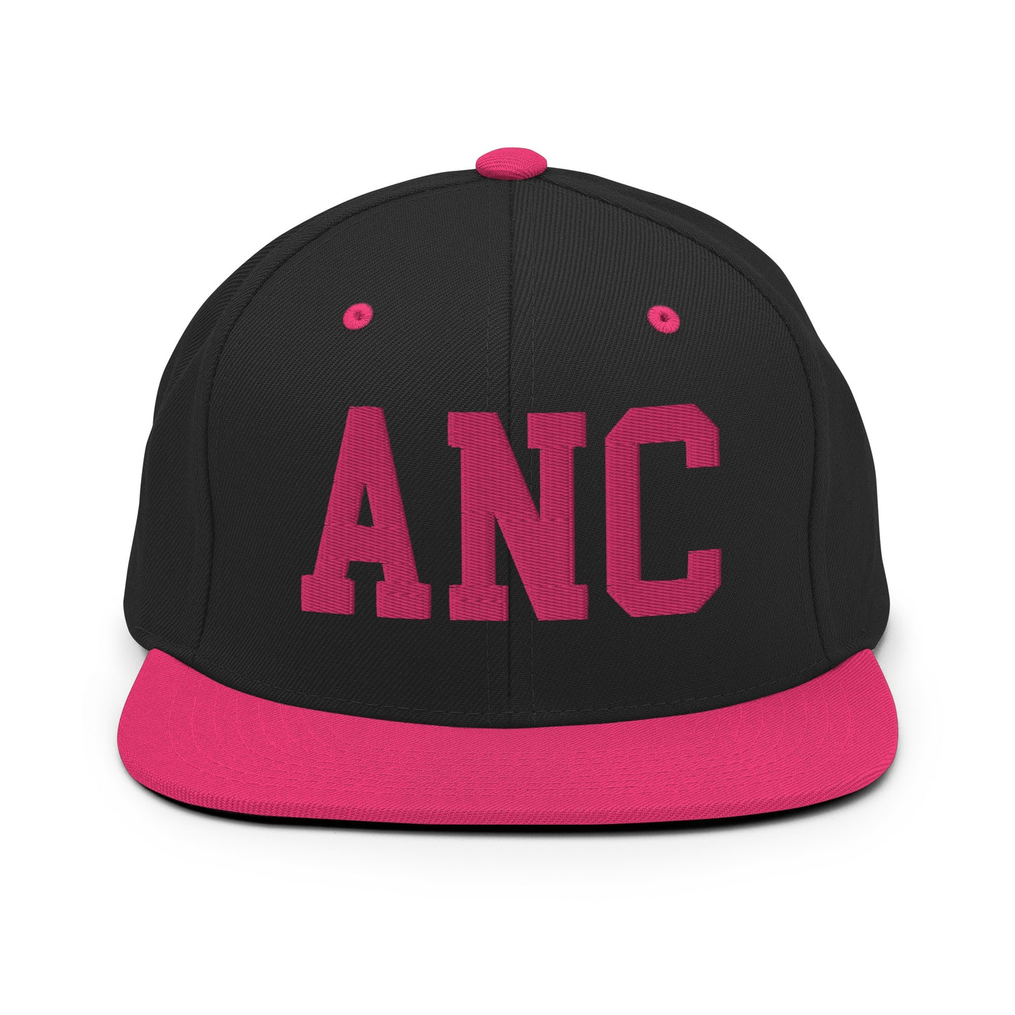 College-Style Classic Snapback Hat • Pink Embroidery • ANC Anchorage Souvenir • YHM Designs - Image 07
