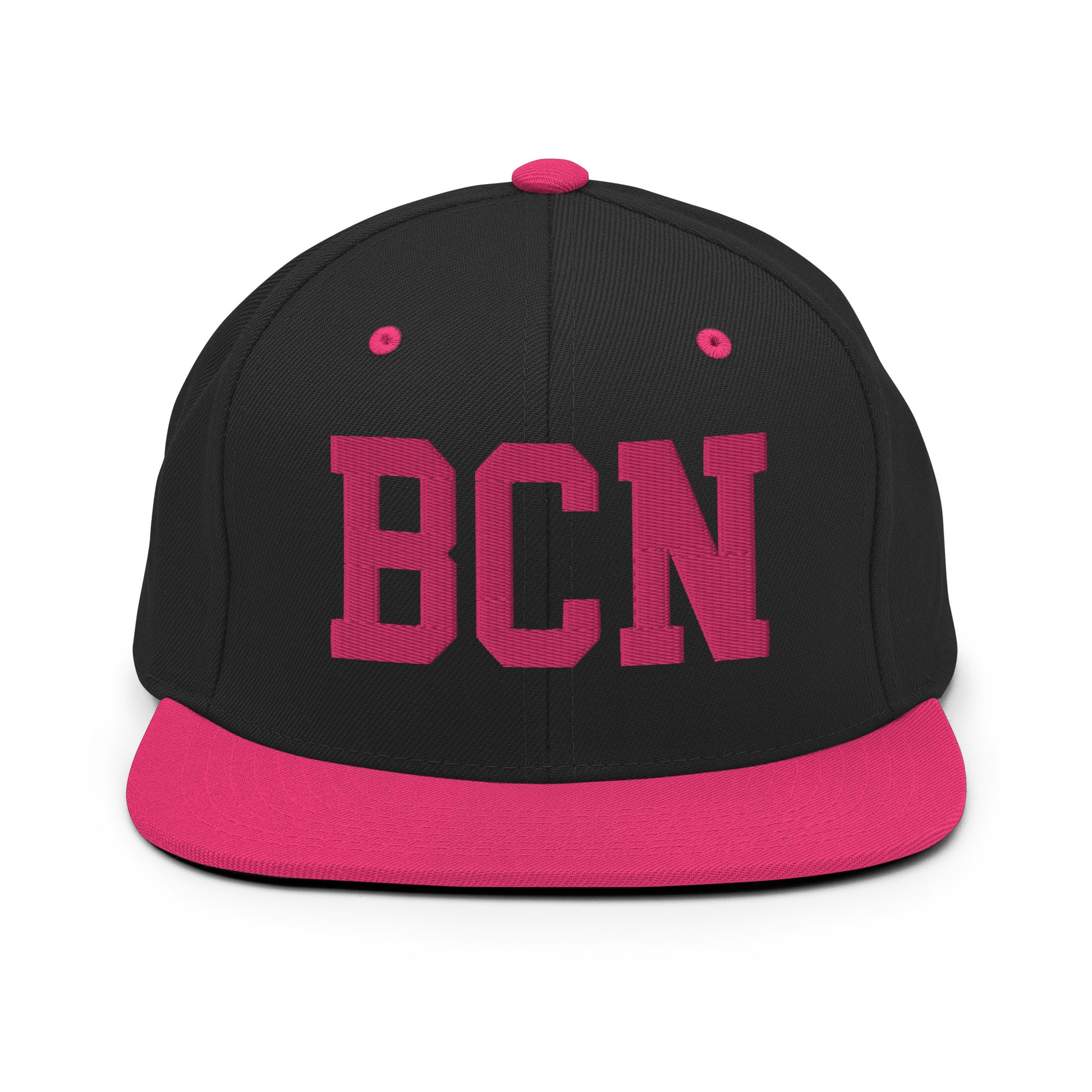 College-Style Classic Snapback Hat • Pink Embroidery • BCN Barcelona Souvenir • YHM Designs - Image 07