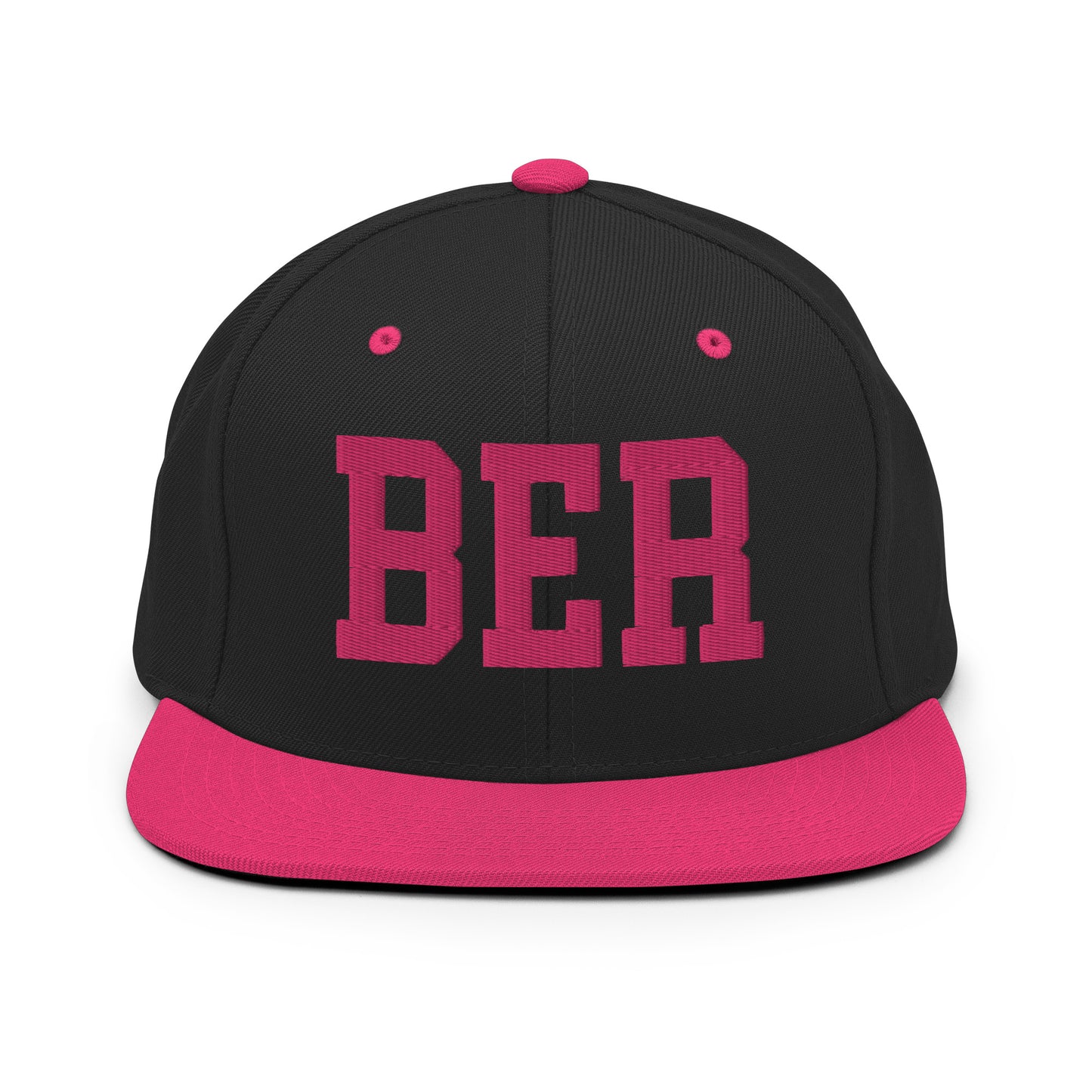 College-Style Classic Snapback Hat • Pink Embroidery • BER Berlin Souvenir • YHM Designs - Image 07