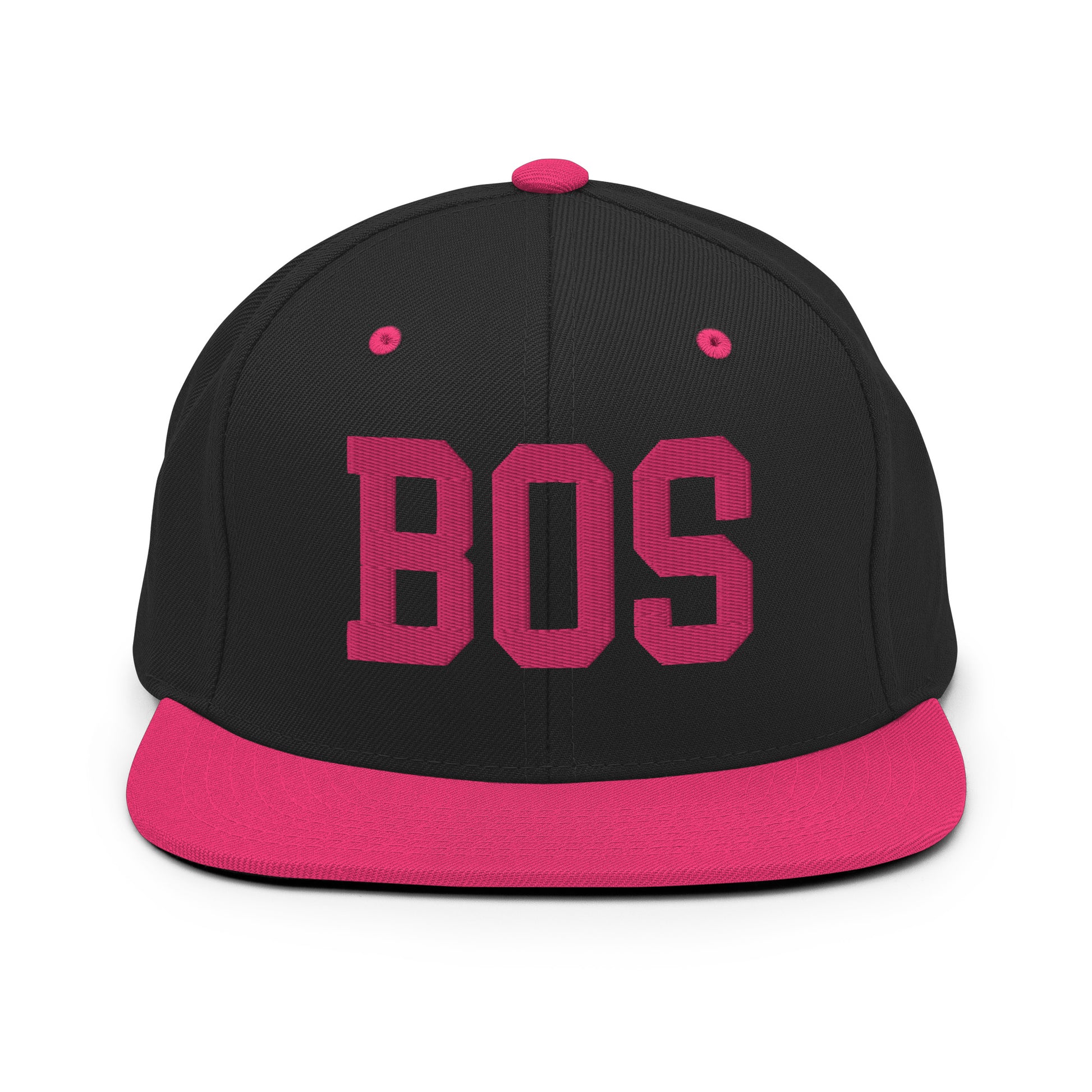 College-Style Classic Snapback Hat • Pink Embroidery • BOS Boston • YHM Designs - Image 07