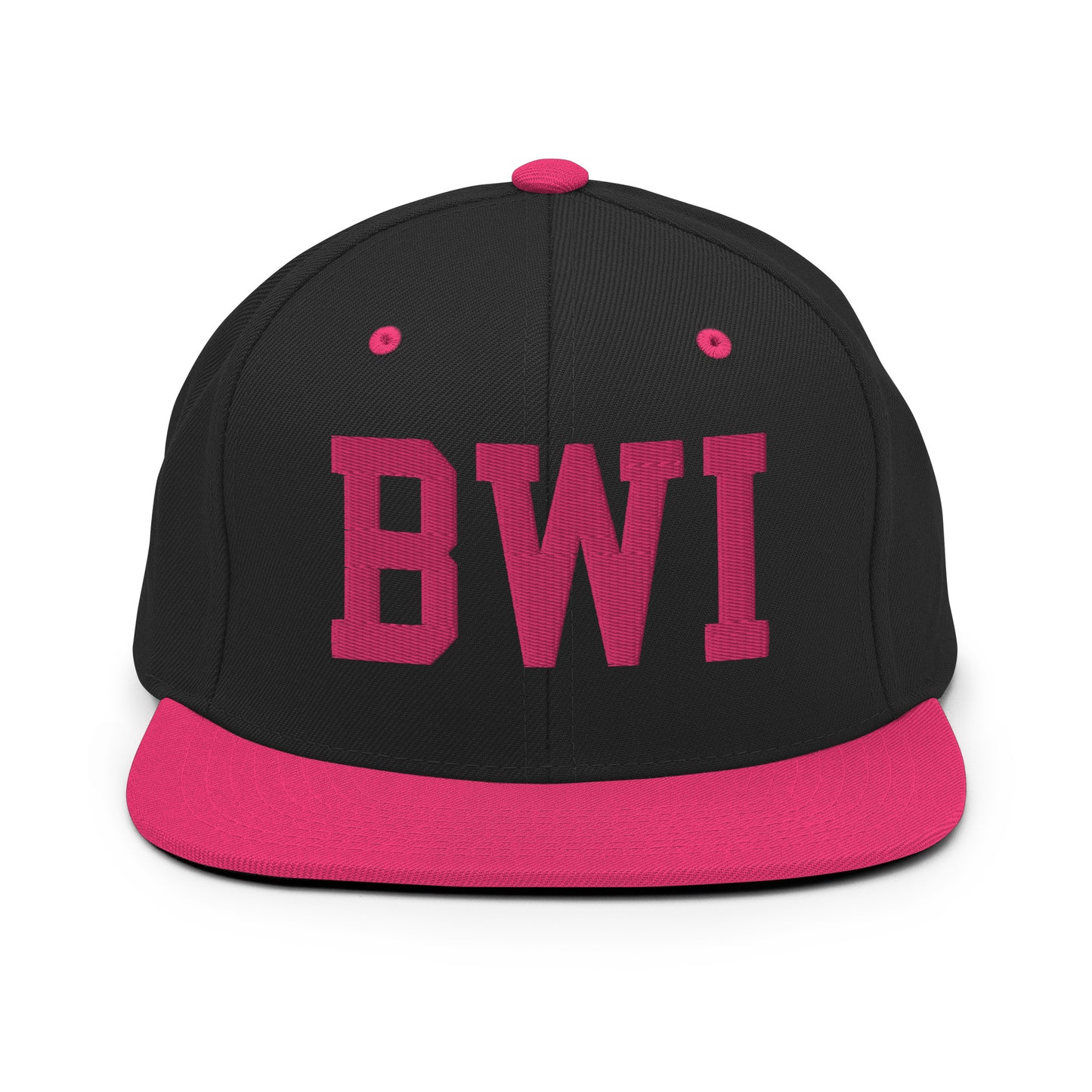 College-Style Classic Snapback Hat • Pink Embroidery • BWI Baltimore • YHM Designs - Image 07