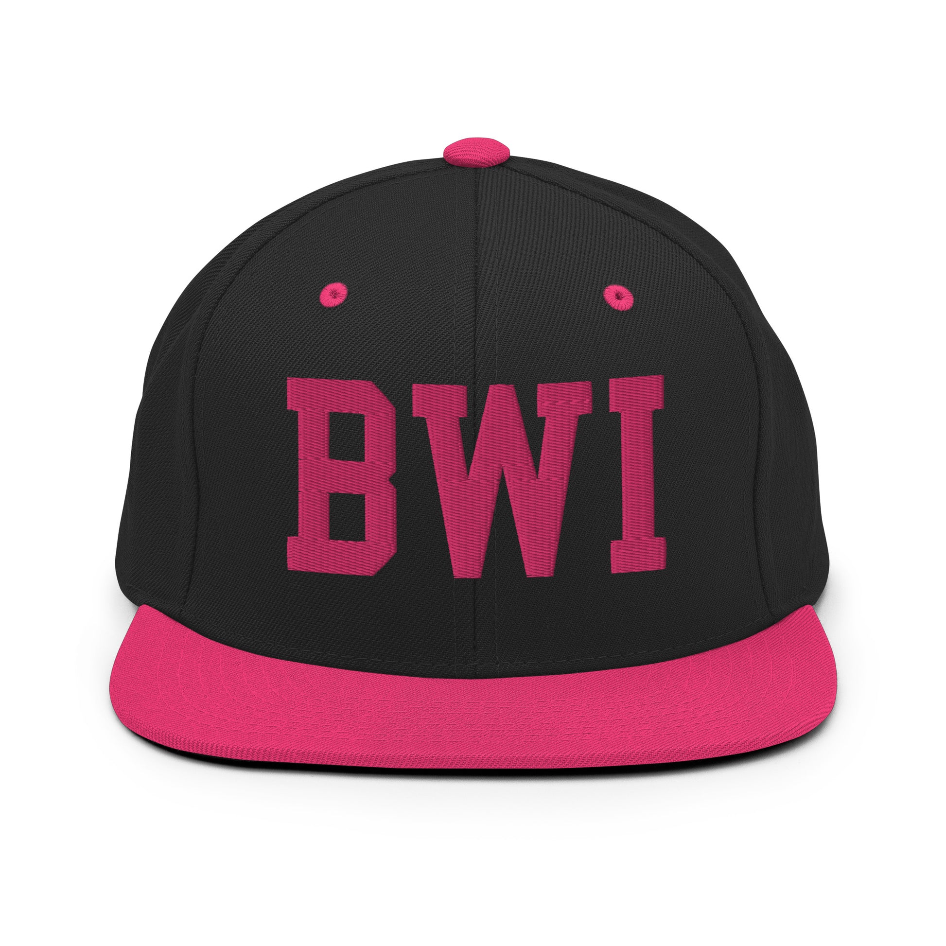 College-Style Classic Snapback Hat • Pink Embroidery • BWI Baltimore • YHM Designs - Image 07