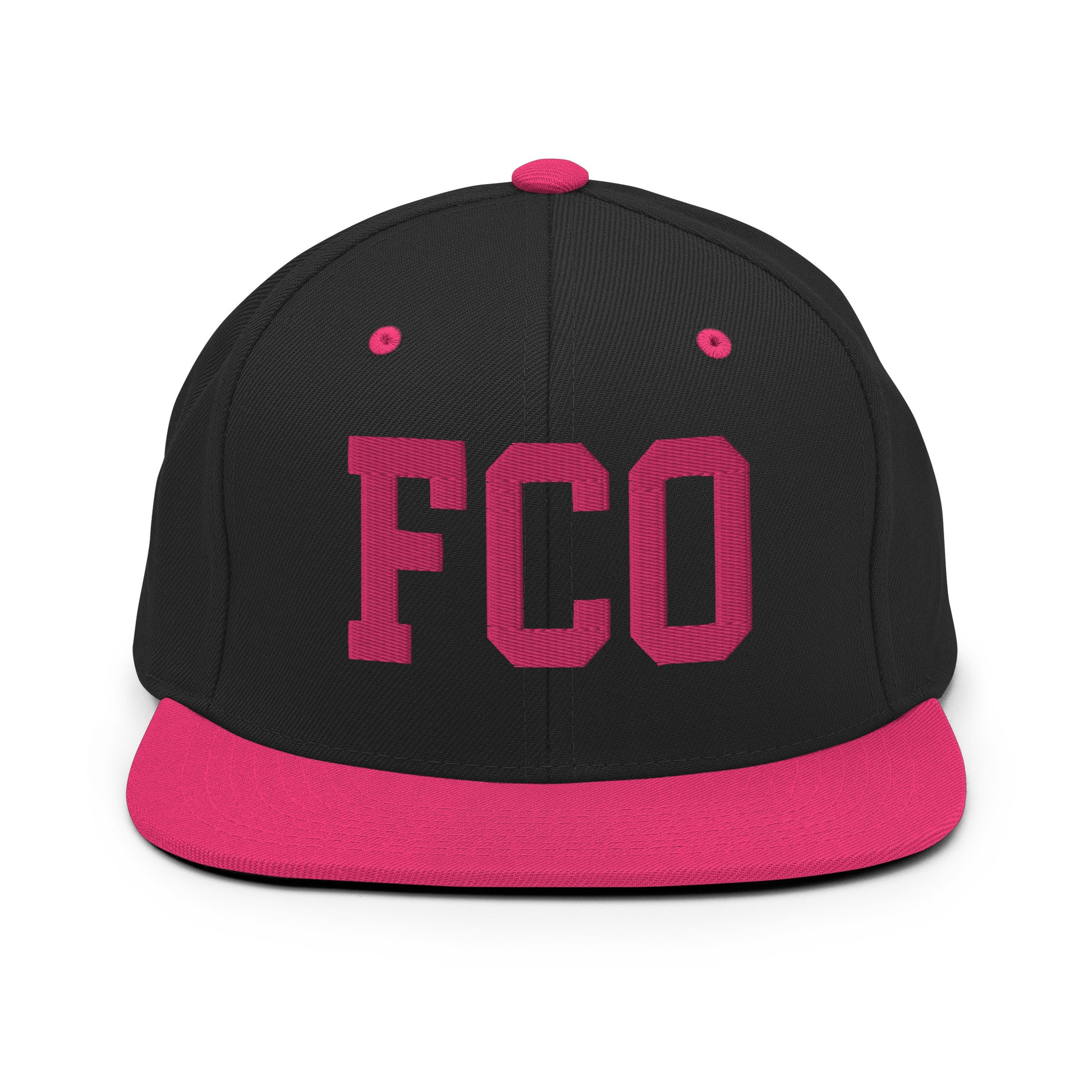 College-Style Classic Snapback Hat • Pink Embroidery • FCO Rome • YHM Designs - Image 07