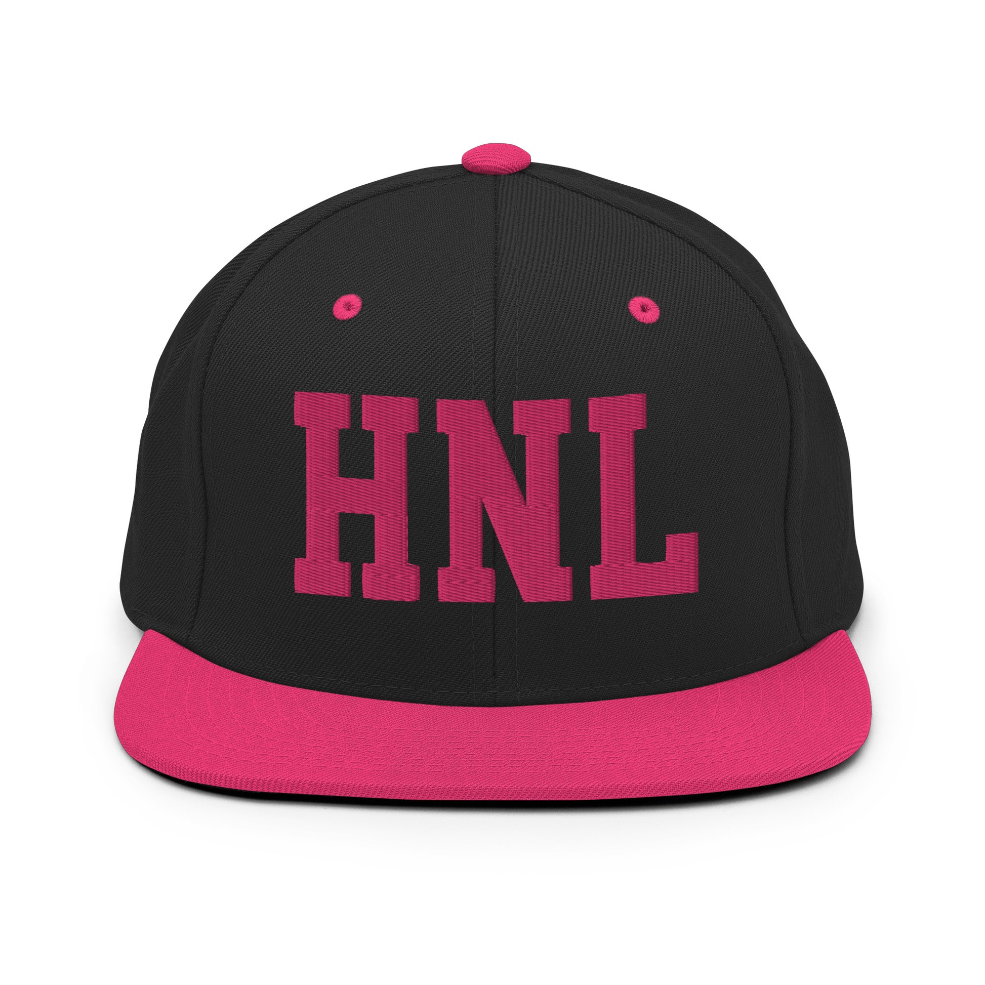 College-Style Classic Snapback Hat • Pink Embroidery • HNL Honolulu Souvenir • YHM Designs - Image 07