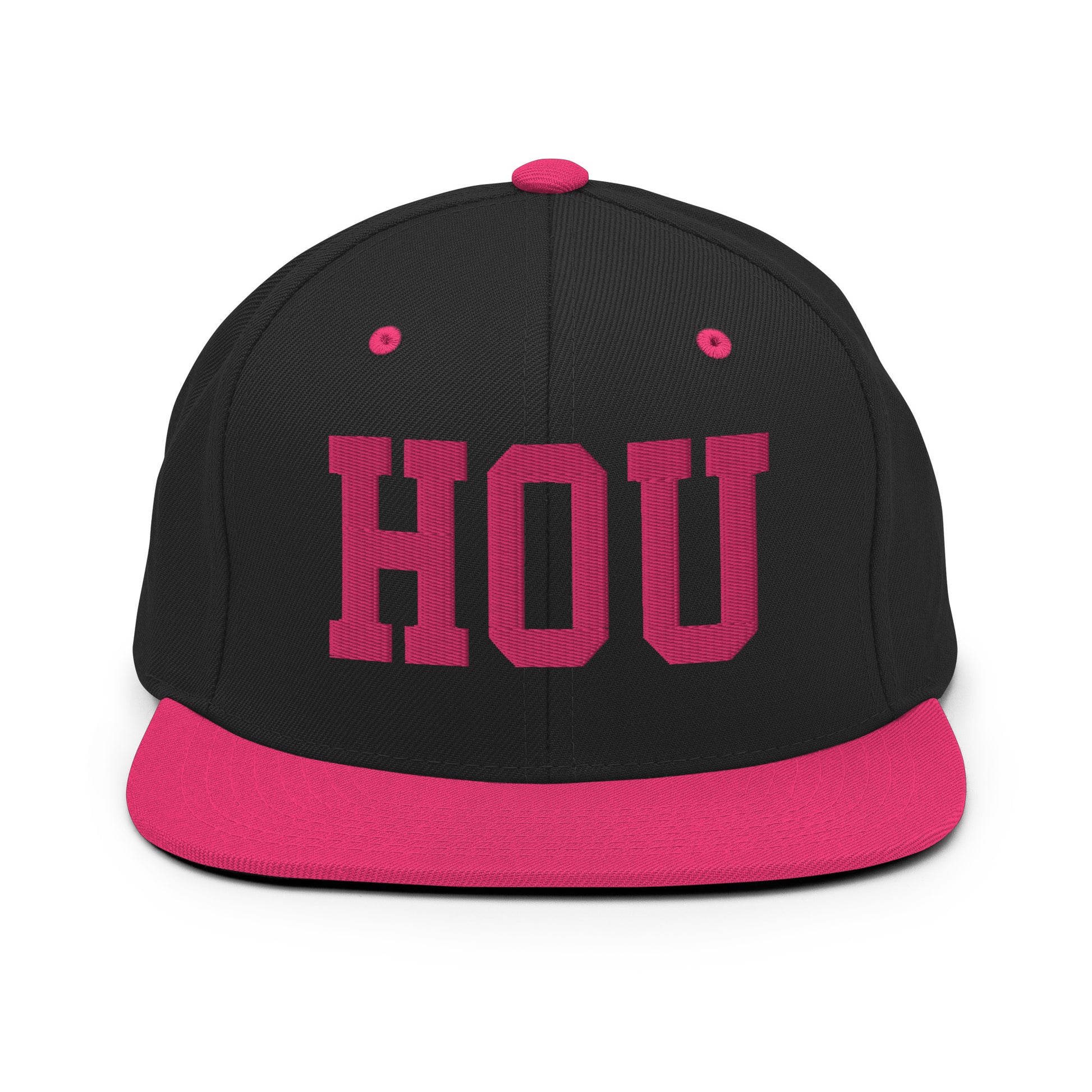 College-Style Classic Snapback Hat • Pink Embroidery • HOU Houston Souvenir • YHM Designs - Image 07