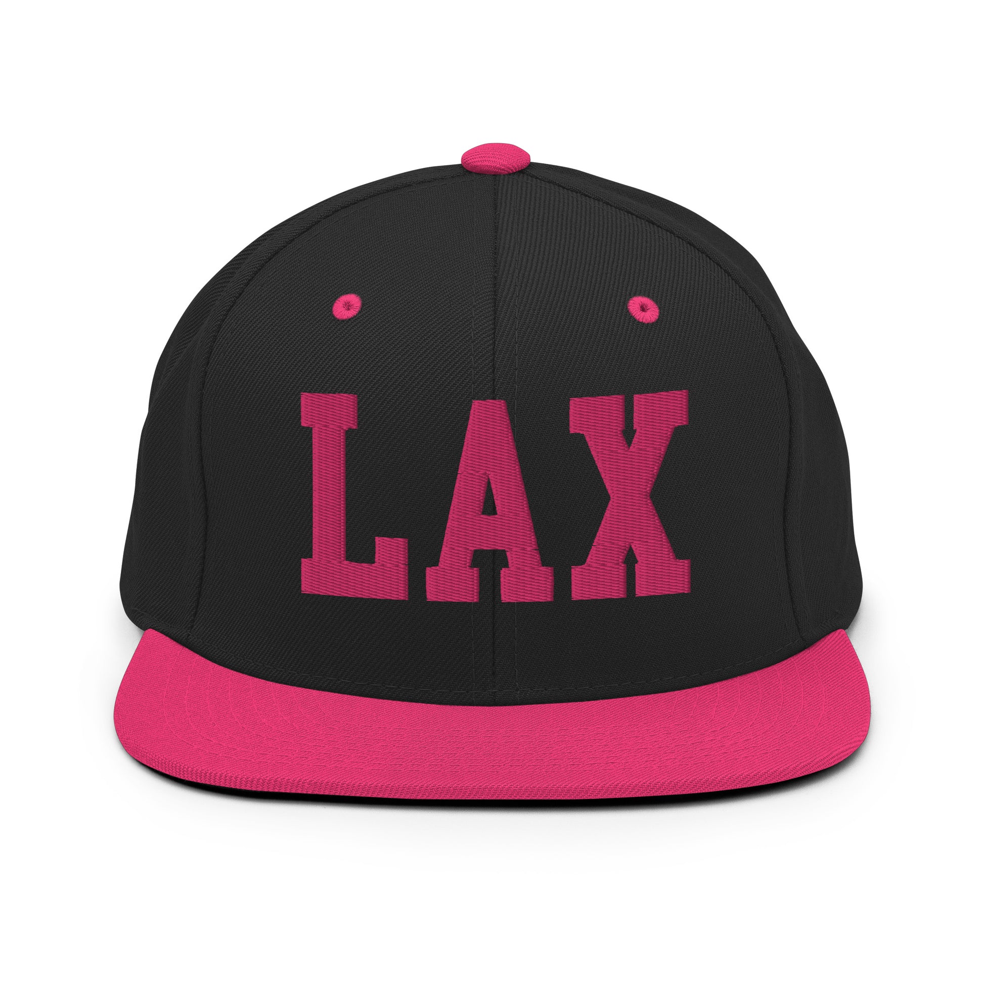 College-Style Classic Snapback Hat • Pink Embroidery • LAX Los Angeles • YHM Designs - Image 07