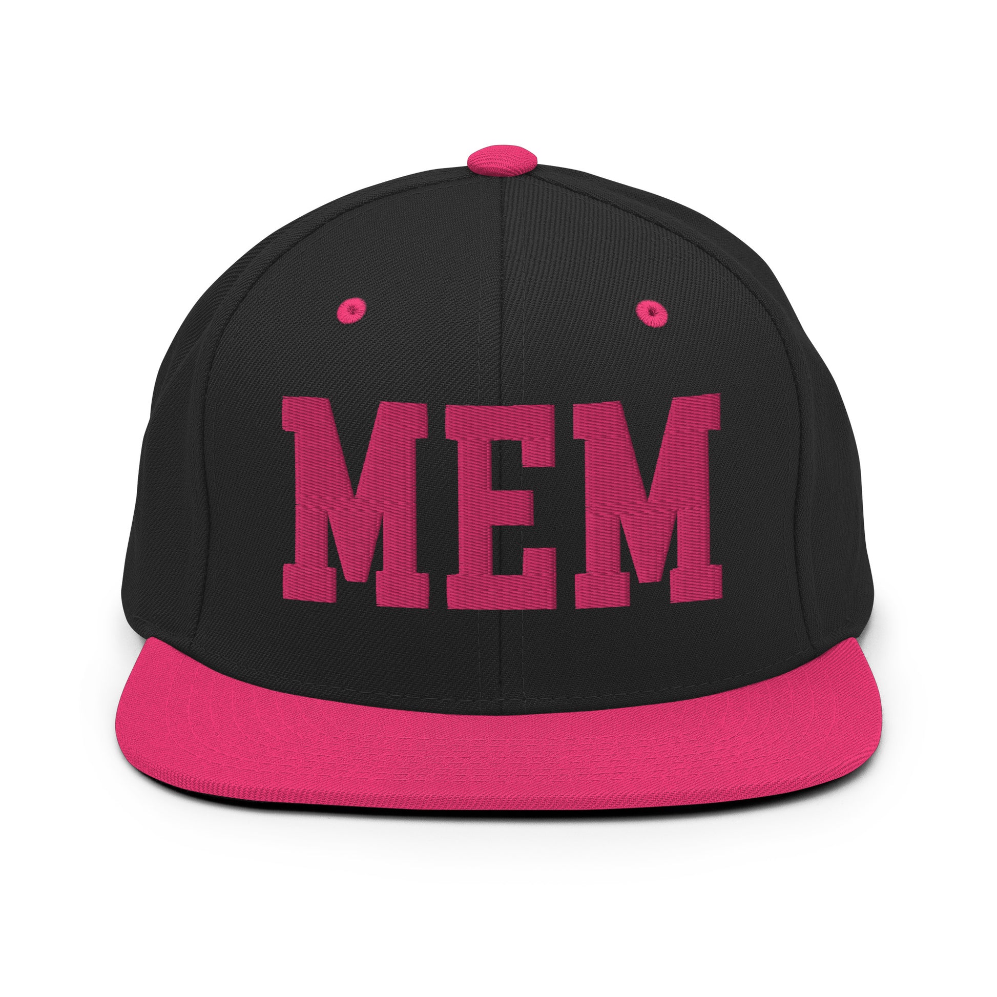 College-Style Classic Snapback Hat • Pink Embroidery • MEM Memphis • YHM Designs - Image 07