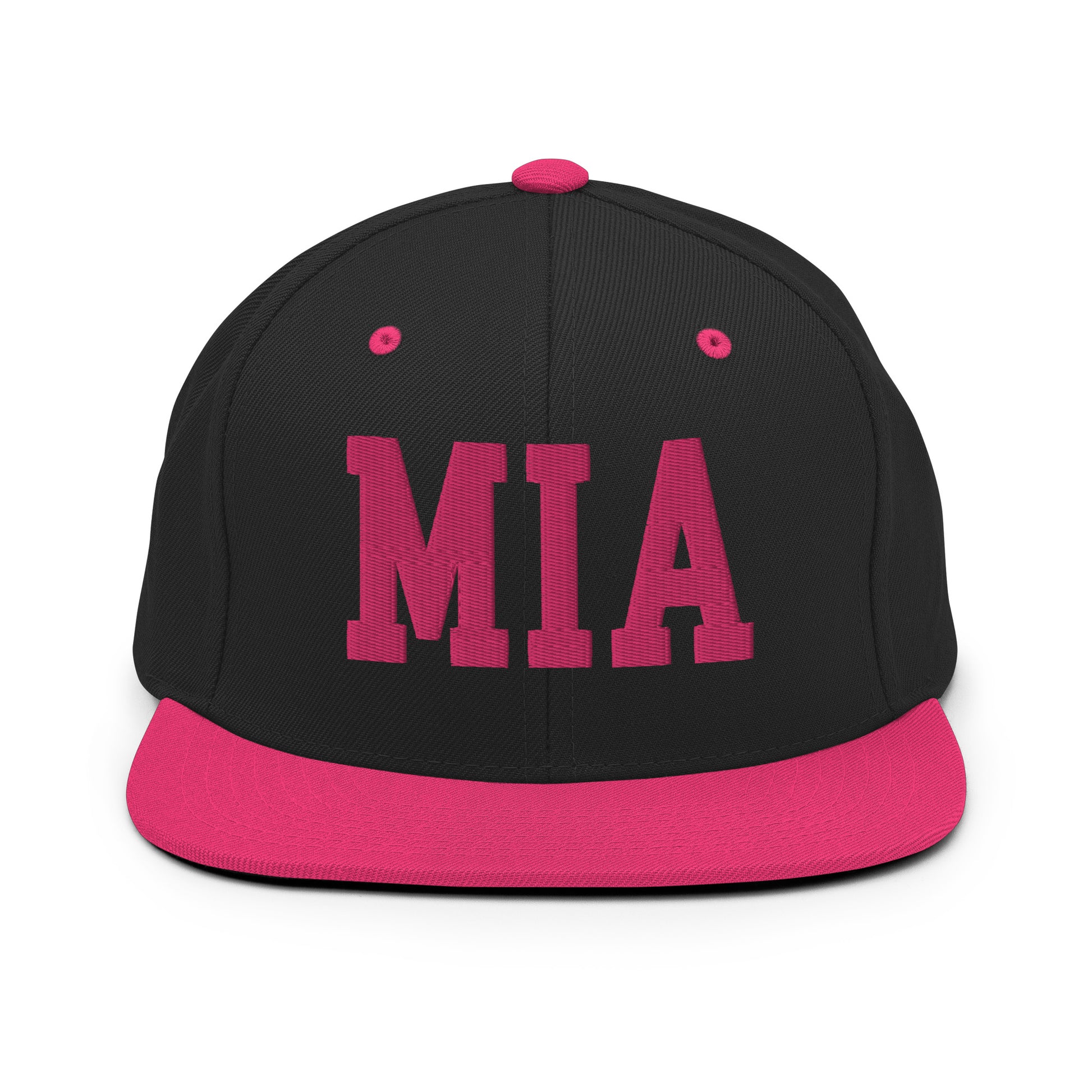 College-Style Classic Snapback Hat • Pink Embroidery • MIA Miami • YHM Designs - Image 07