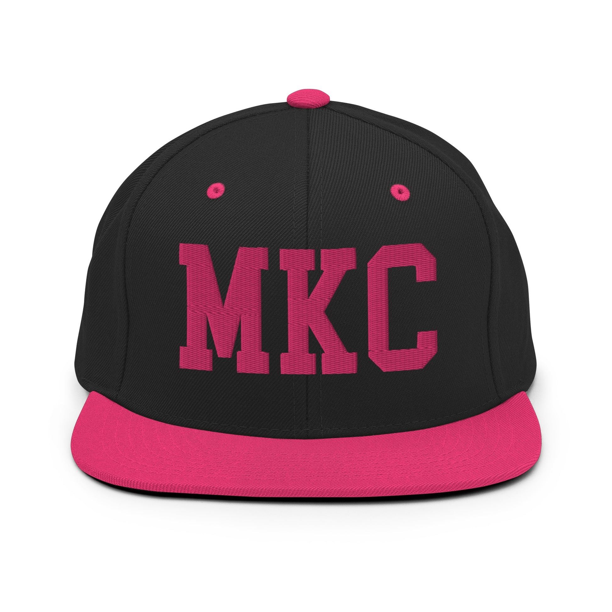 College-Style Classic Snapback Hat • Pink Embroidery • MKC Kansas City Souvenir • YHM Designs - Image 07