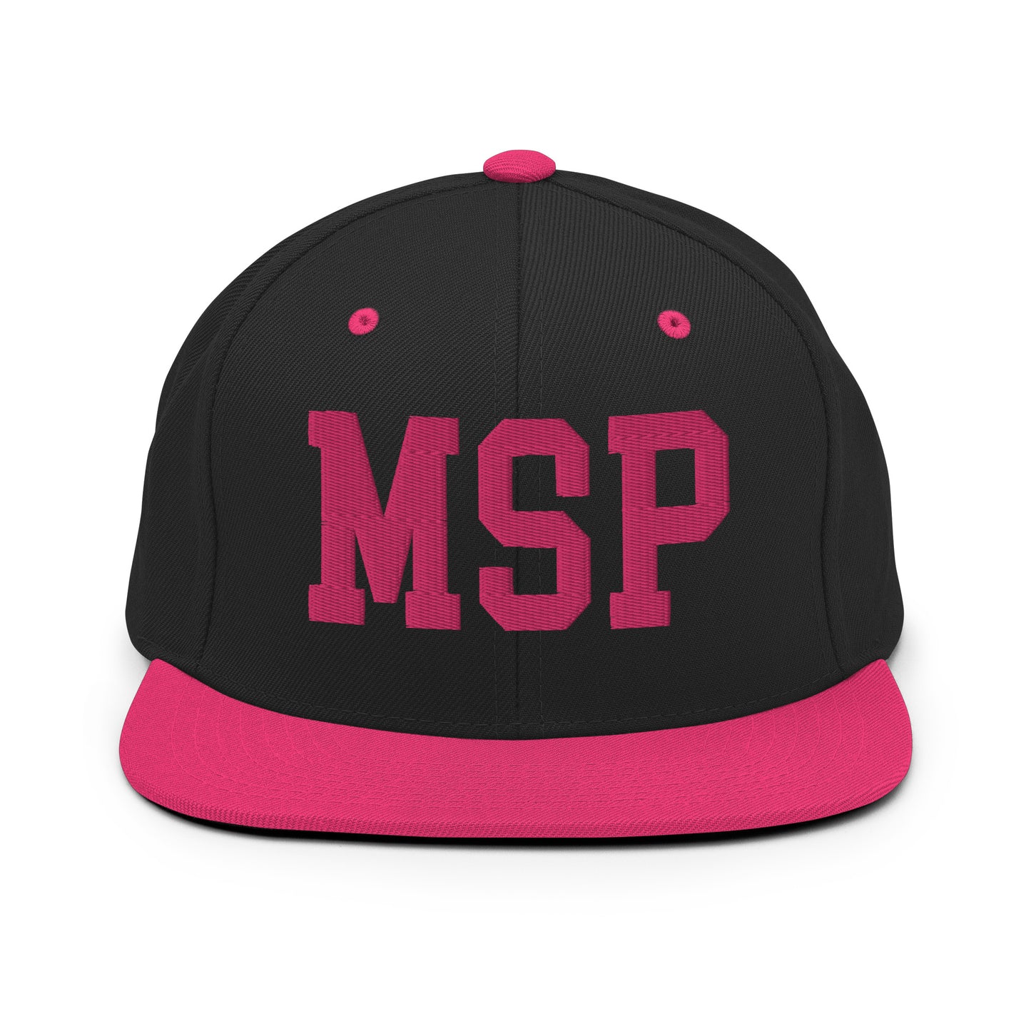 College-Style Classic Snapback Hat • Pink Embroidery • MSP Minneapolis • YHM Designs - Image 07