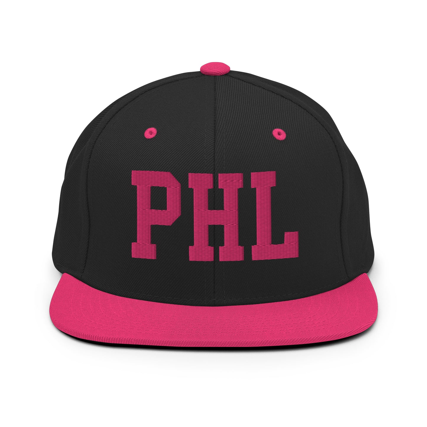 College-Style Classic Snapback Hat • Pink Embroidery • PHL Philadelphia Souvenir • YHM Designs - Image 07
