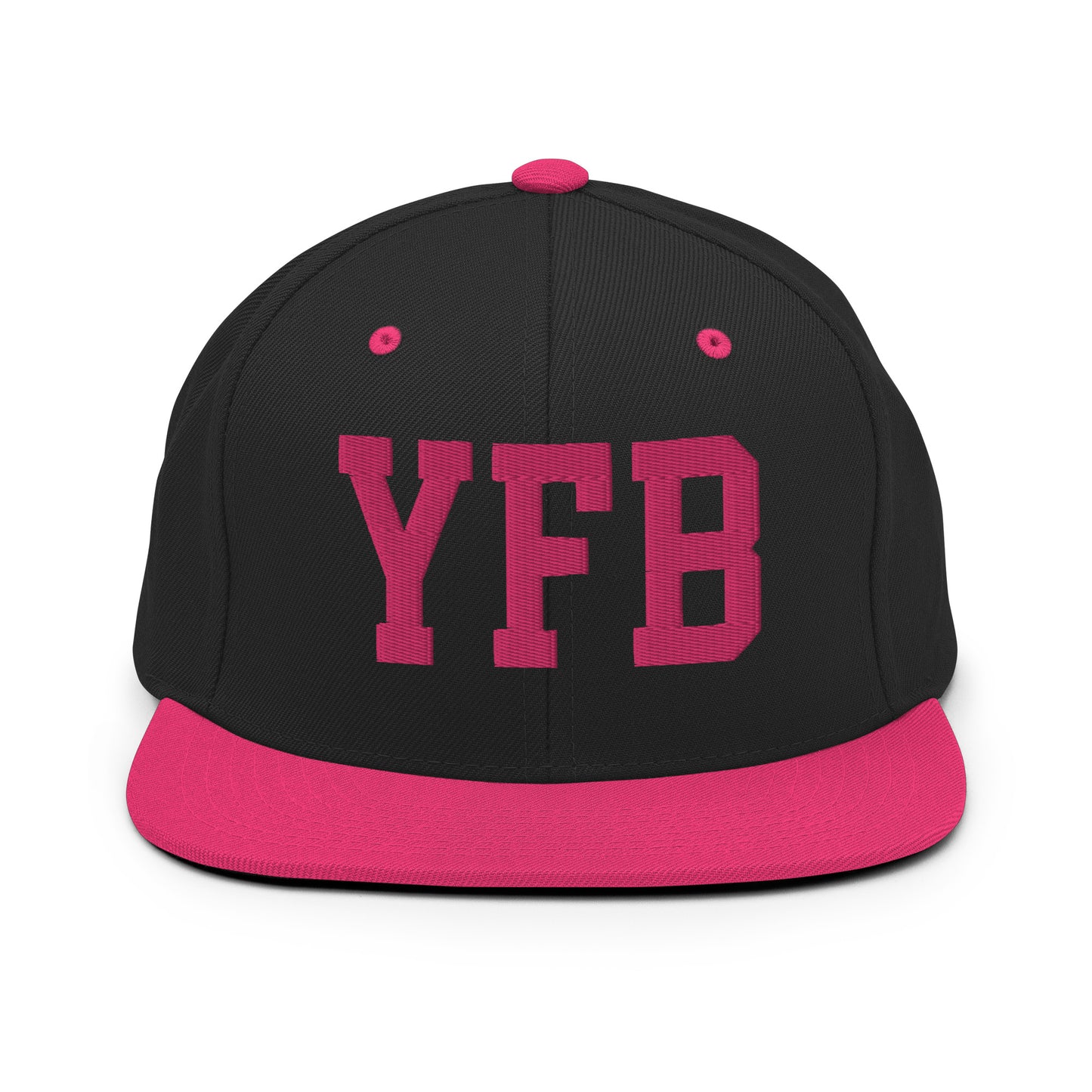 College-Style Classic Snapback Hat • Pink Embroidery • YFB Iqaluit Souvenir • YHM Designs - Image 07