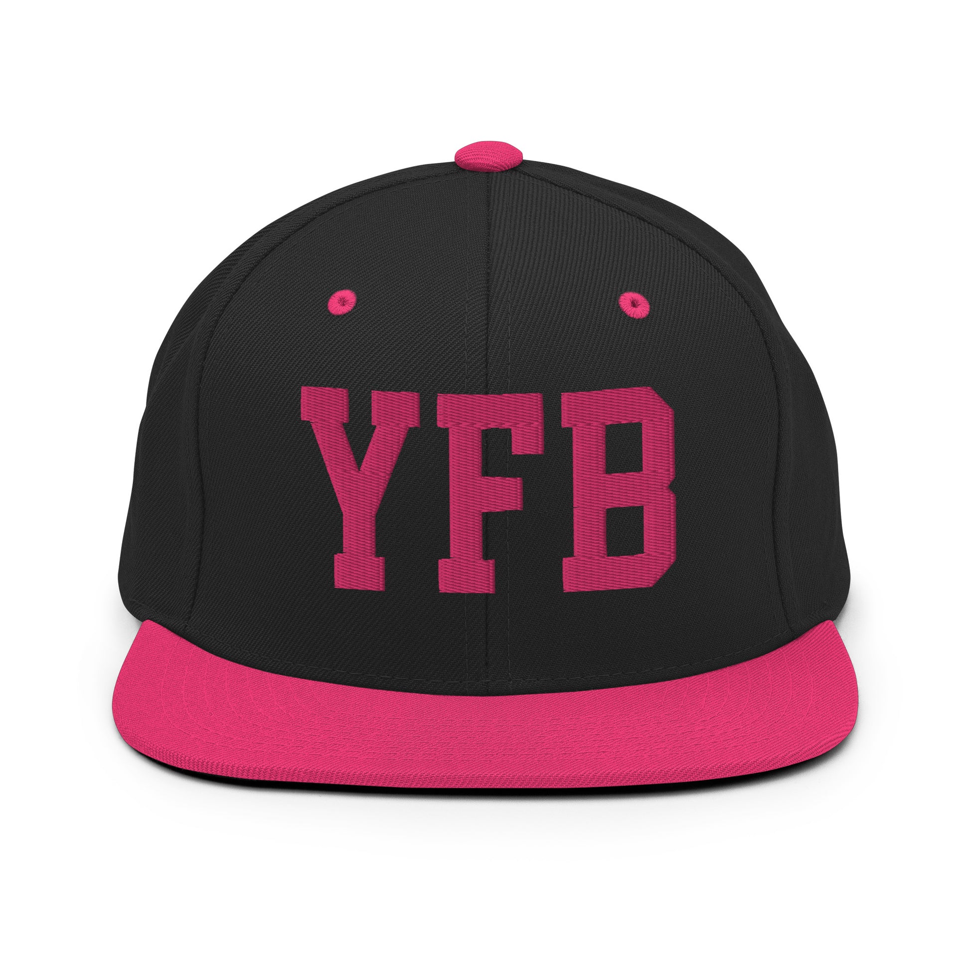 College-Style Classic Snapback Hat • Pink Embroidery • YFB Iqaluit Souvenir • YHM Designs - Image 07