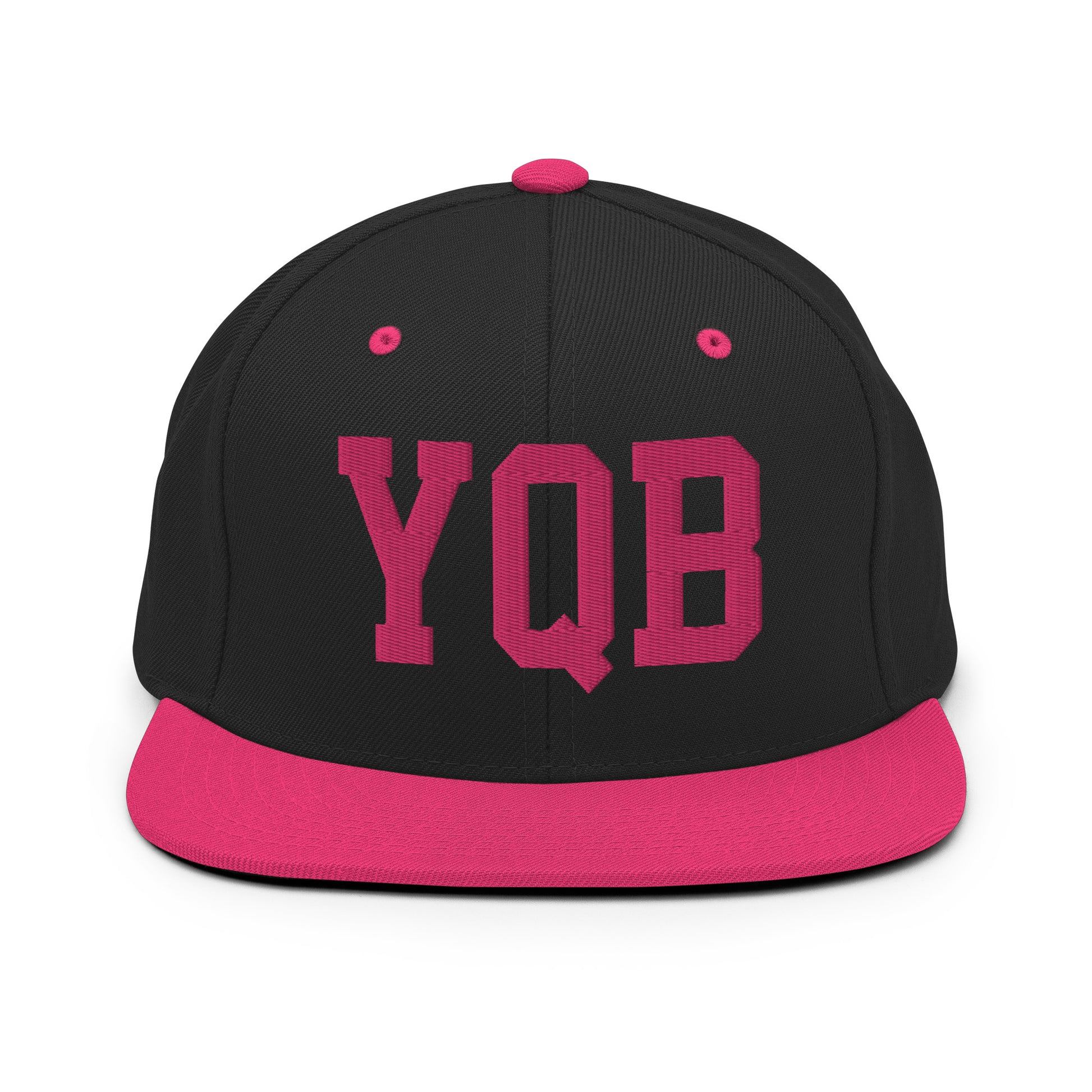 College-Style Classic Snapback Hat • Pink Embroidery • YQB Quebec City Souvenir • YHM Designs - Image 07