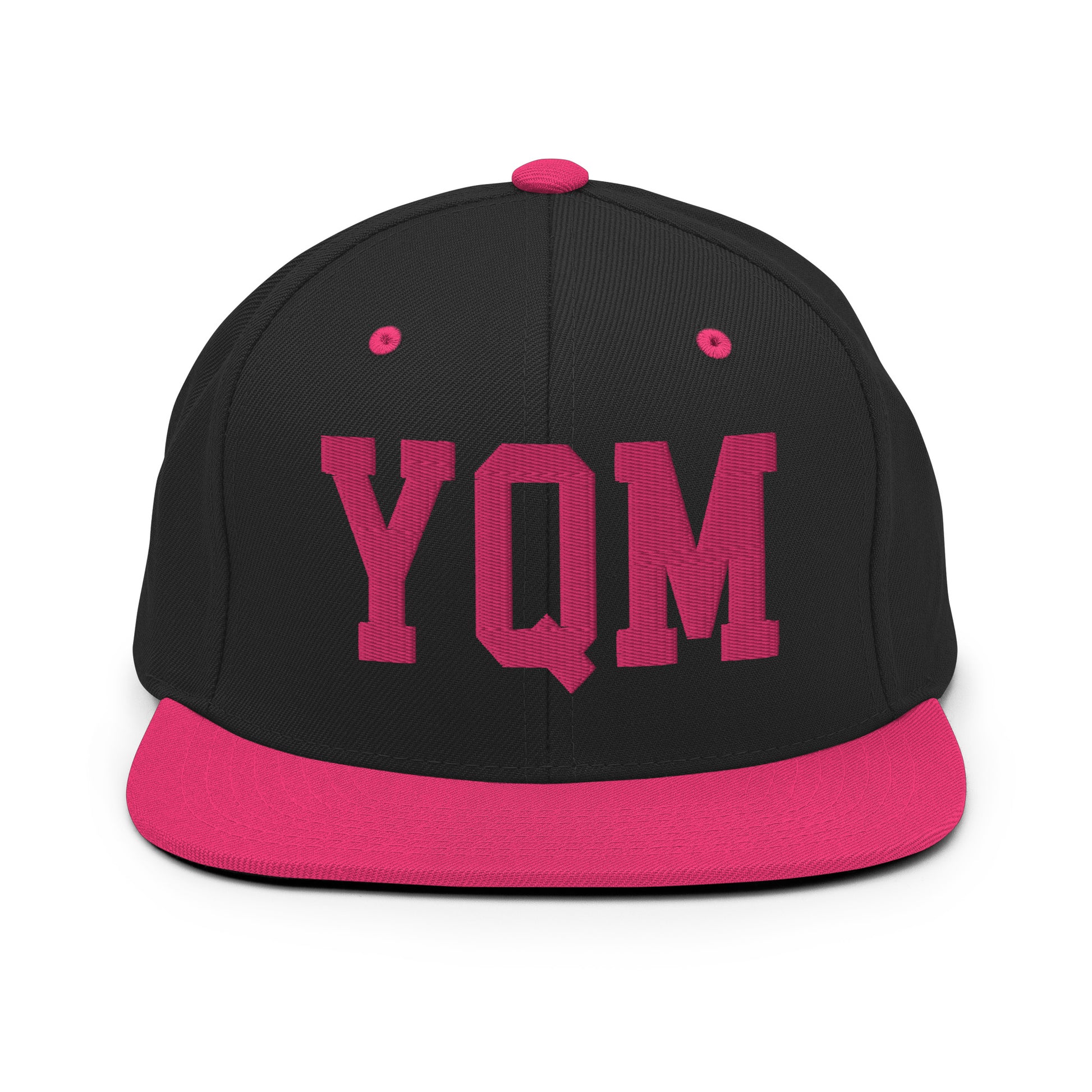 College-Style Classic Snapback Hat • Pink Embroidery • YQM Moncton • YHM Designs - Image 07