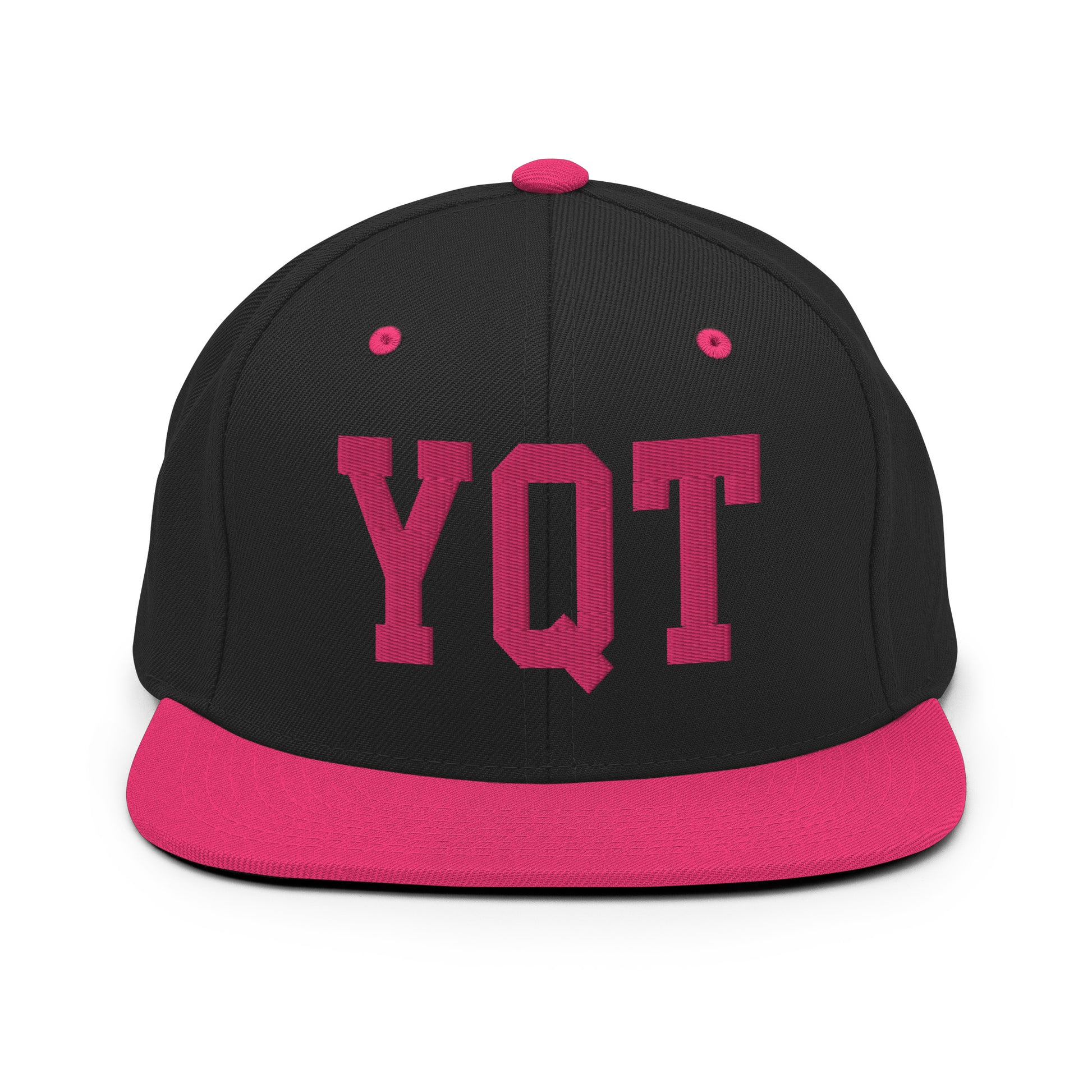College-Style Classic Snapback Hat • Pink Embroidery • YQT Thunder Bay • YHM Designs - Image 07