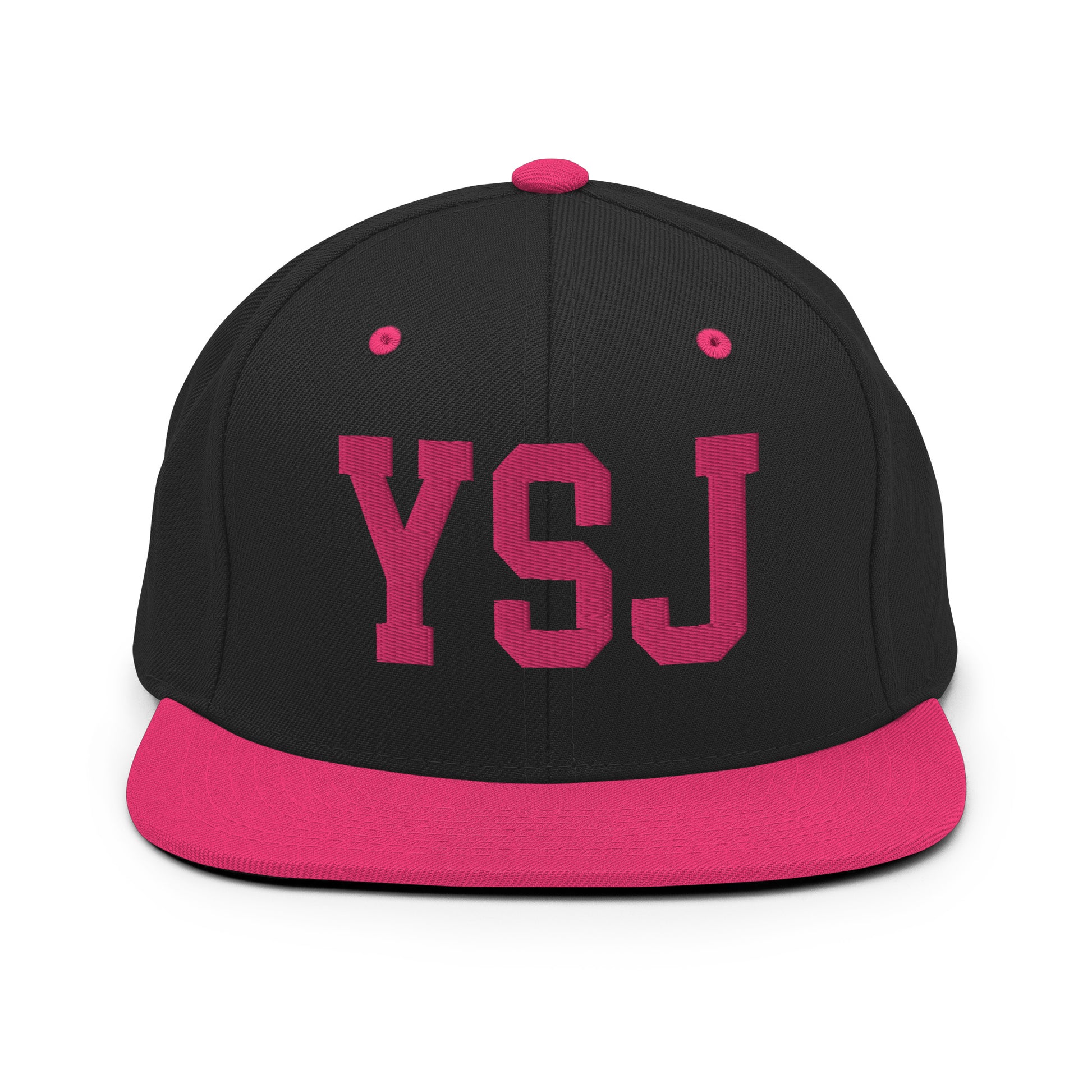 College-Style Classic Snapback Hat • Pink Embroidery • YSJ Saint John Souvenir • YHM Designs - Image 07