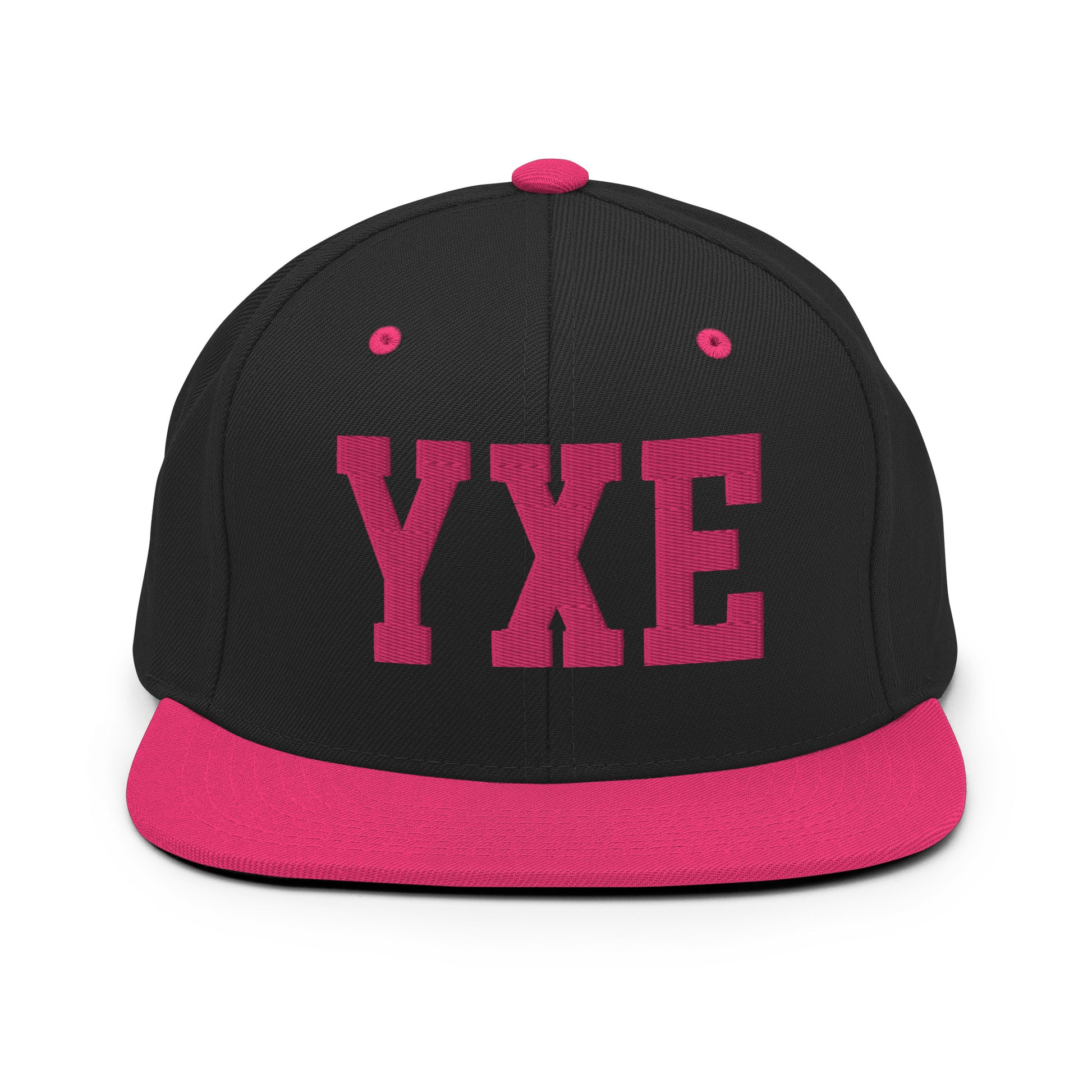 College-Style Classic Snapback Hat • Pink Embroidery • YXE Saskatoon • YHM Designs - Image 07