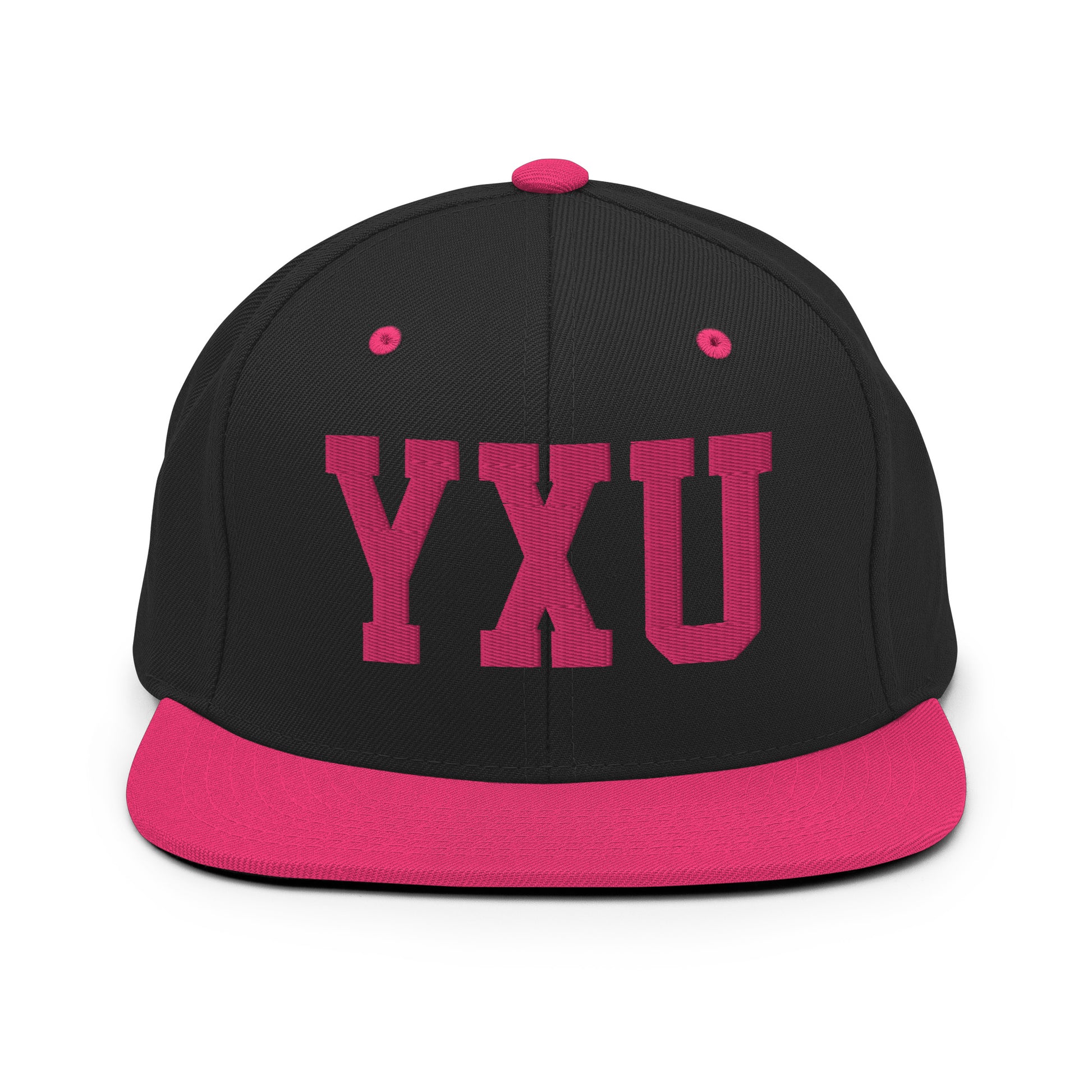 College-Style Classic Snapback Hat • Pink Embroidery • YXU London Souvenir • YHM Designs - Image 07