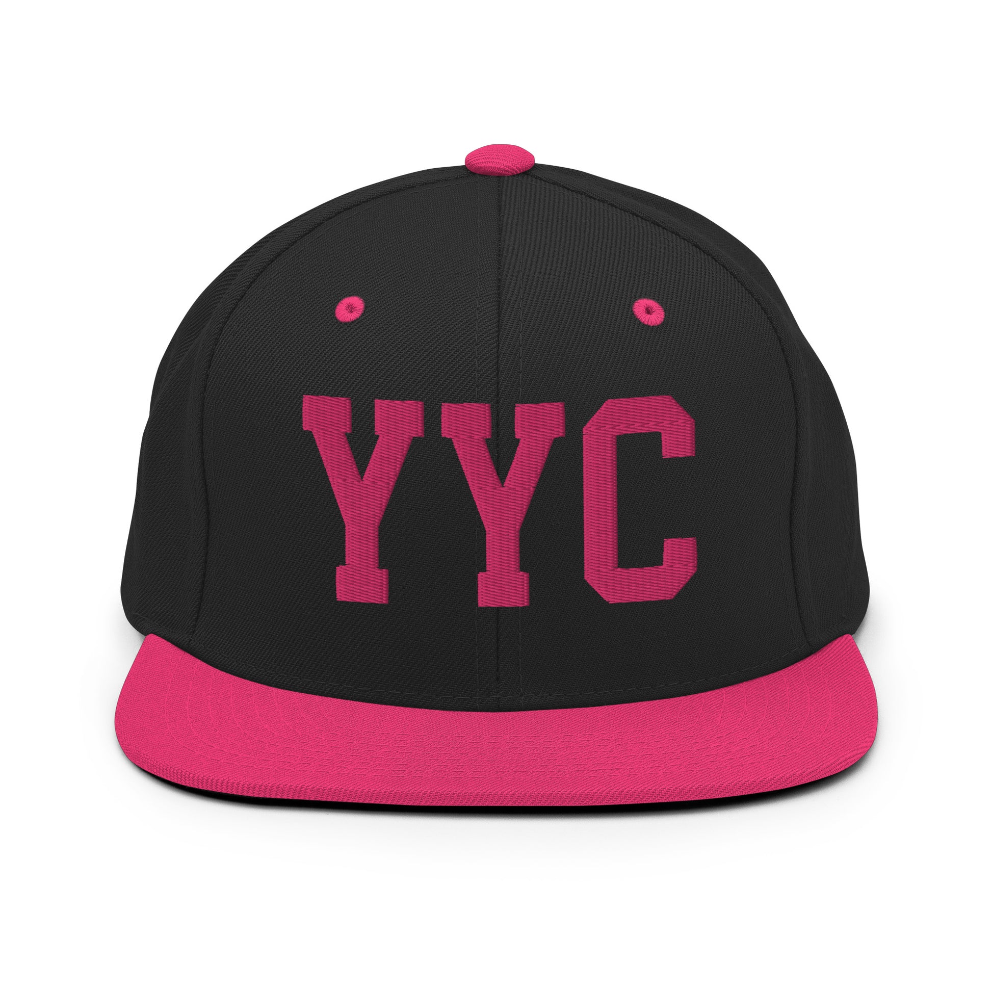 College-Style Classic Snapback Hat • Pink Embroidery • YYC Calgary • YHM Designs - Image 07