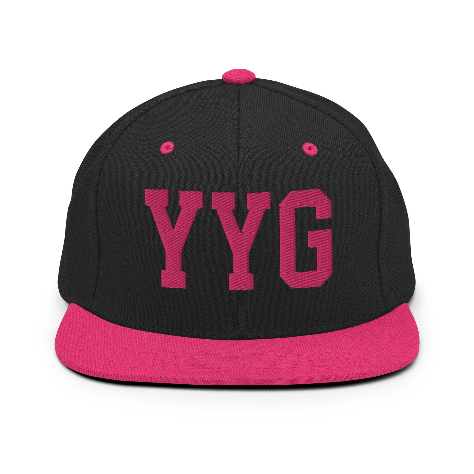 College-Style Classic Snapback Hat • Pink Embroidery • YYG Charlottetown • YHM Designs - Image 07