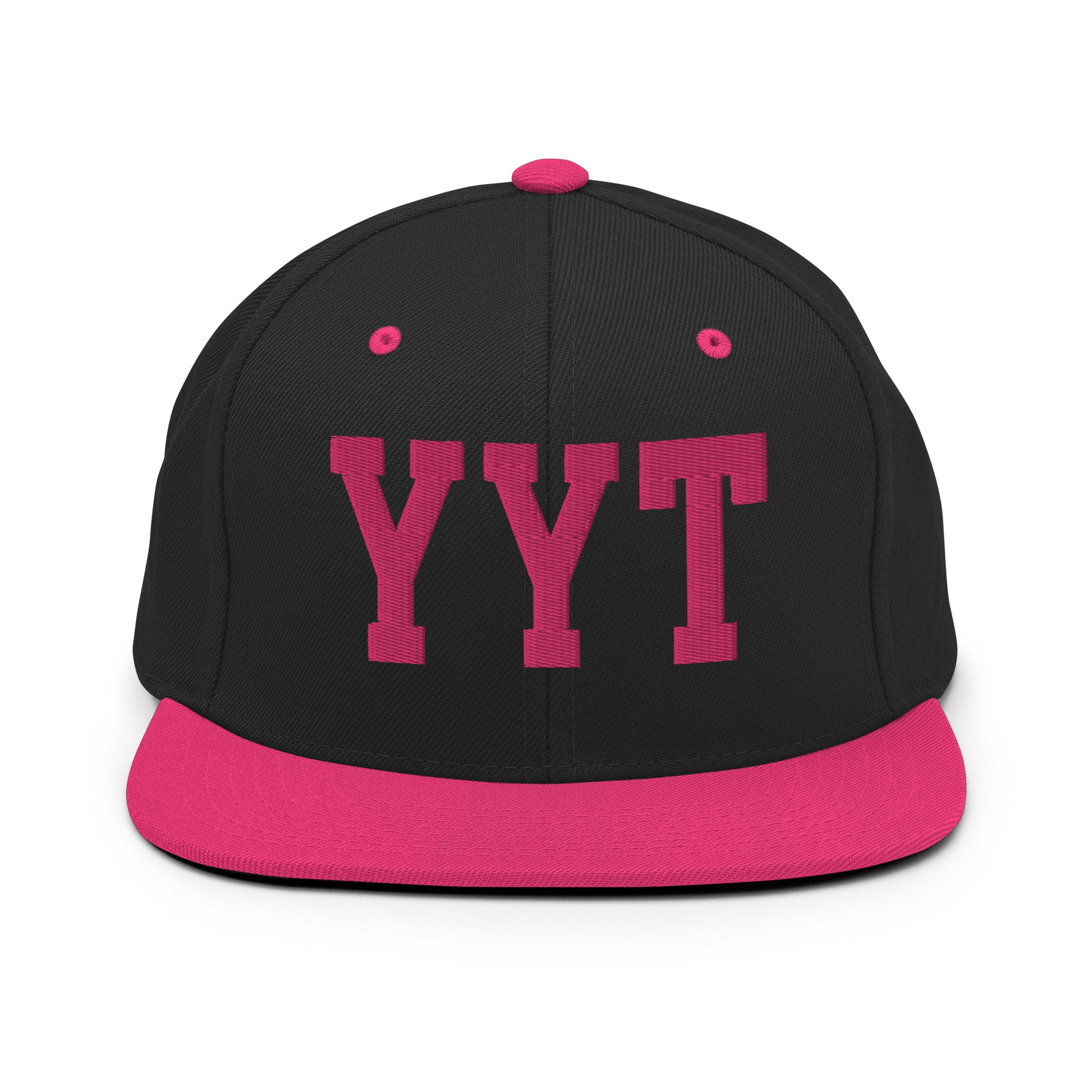 College-Style Classic Snapback Hat • Pink Embroidery • YYT St. John's • YHM Designs - Image 07