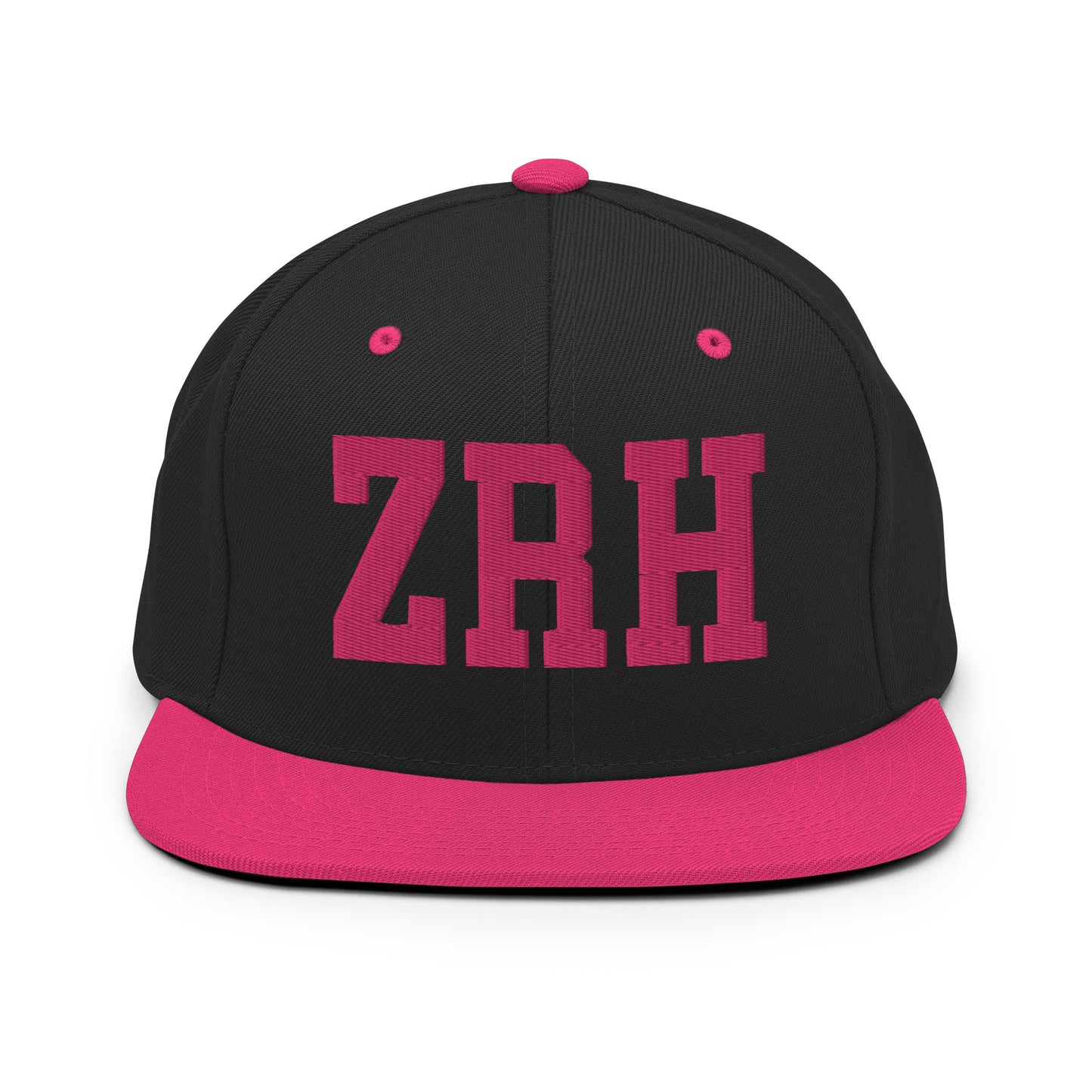 College-Style Classic Snapback Hat • Pink Embroidery • ZRH Zurich Souvenir • YHM Designs - Image 07