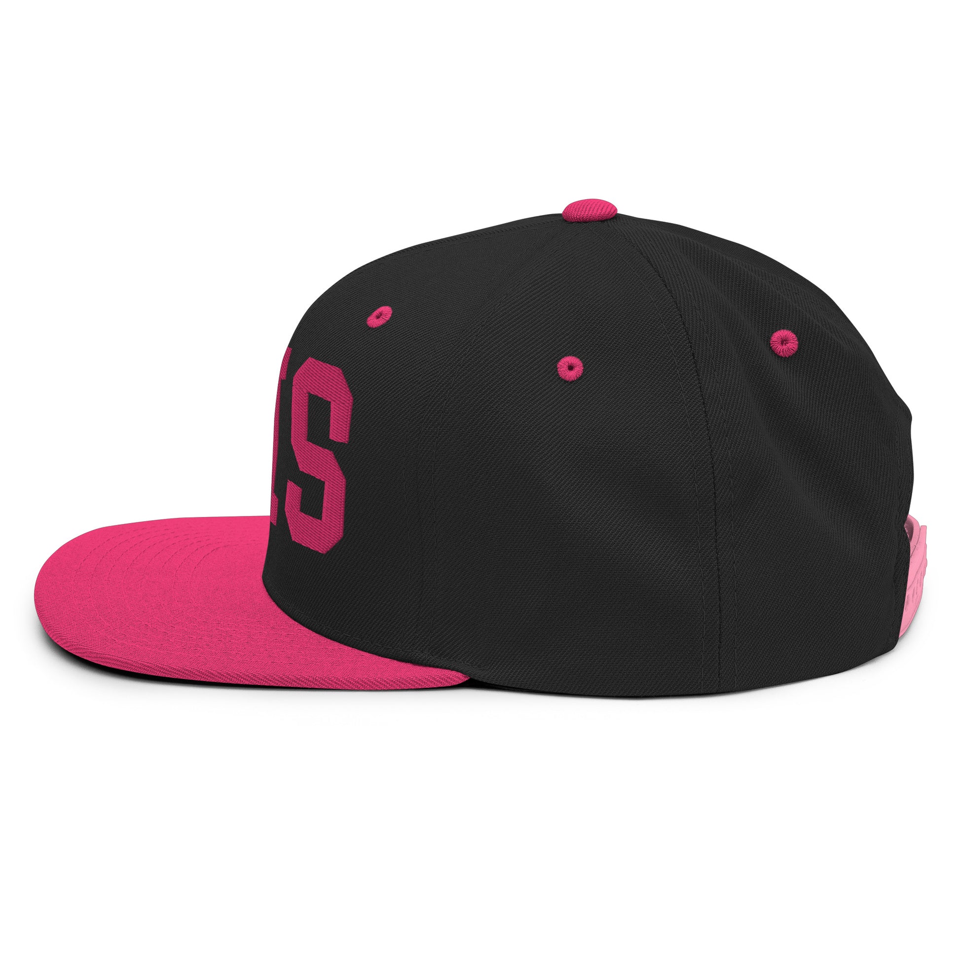 College-Style Classic Snapback Hat • Pink Embroidery • AMS Amsterdam • YHM Designs - Image 09
