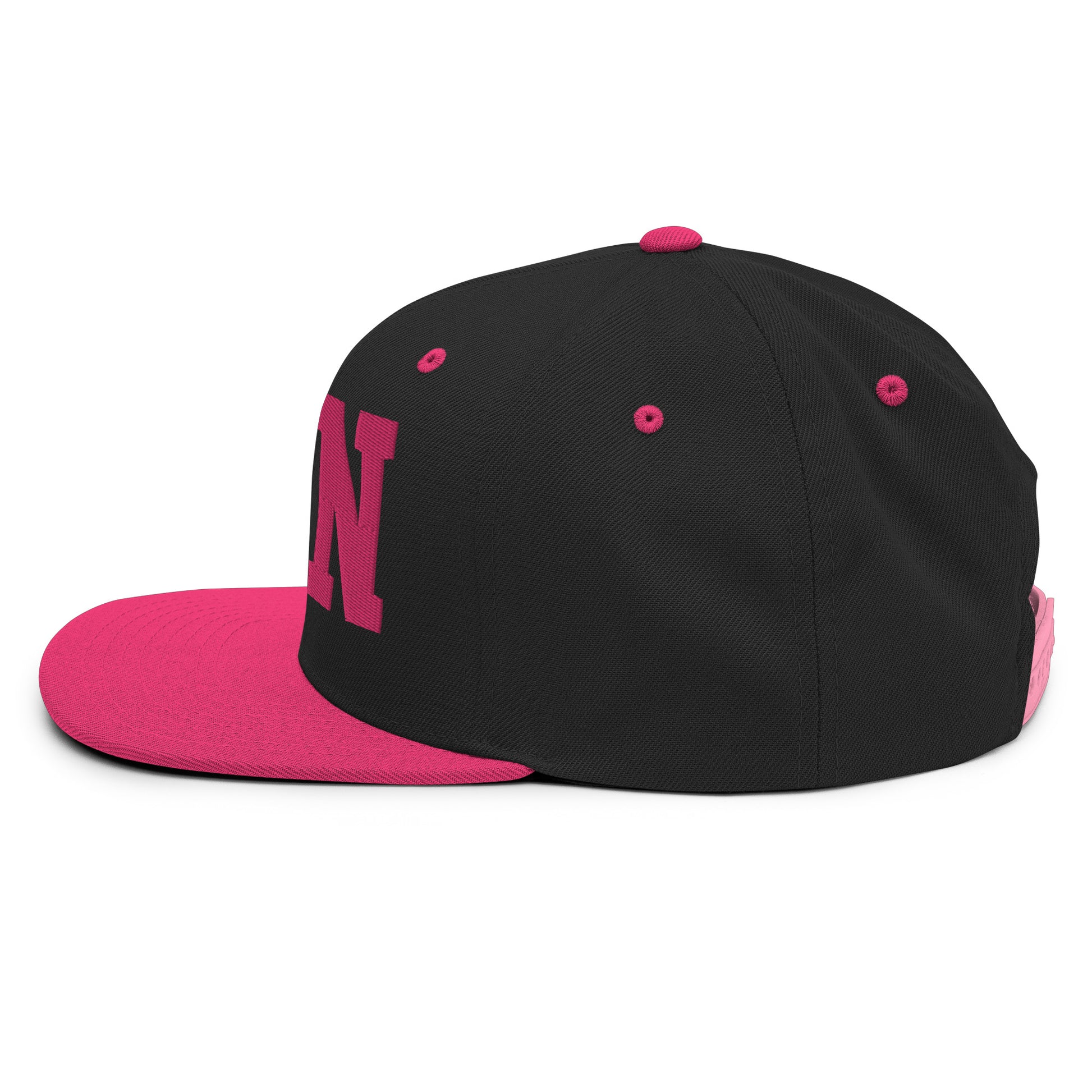 College-Style Classic Snapback Hat • Pink Embroidery • BCN Barcelona Souvenir • YHM Designs - Image 09