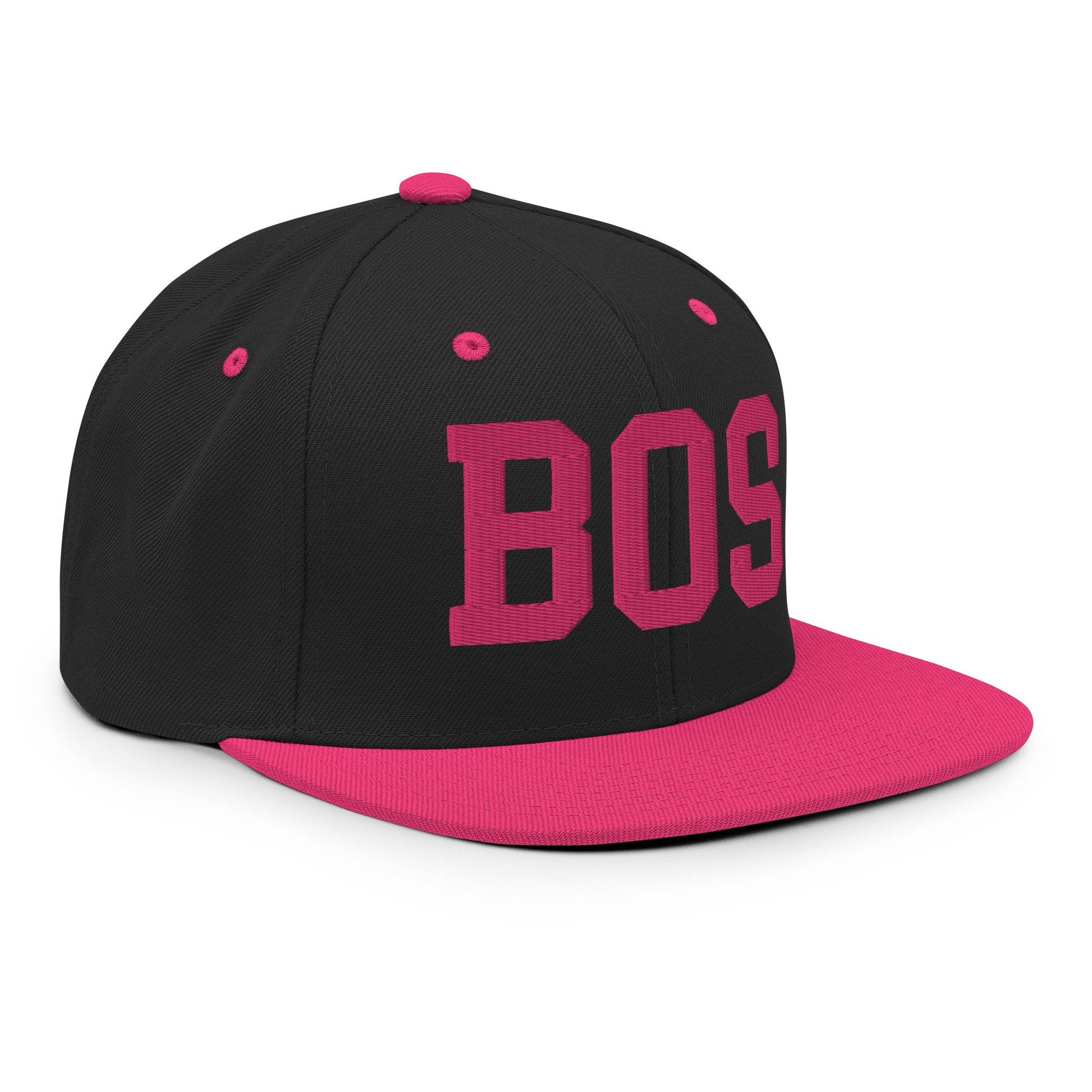 College-Style Classic Snapback Hat • Pink Embroidery • BOS Boston • YHM Designs - Image 10